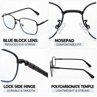 Fyrion | Grey Medium Full Rim RECTANGLE Computer Glasses for Men & Women [Blue Block]