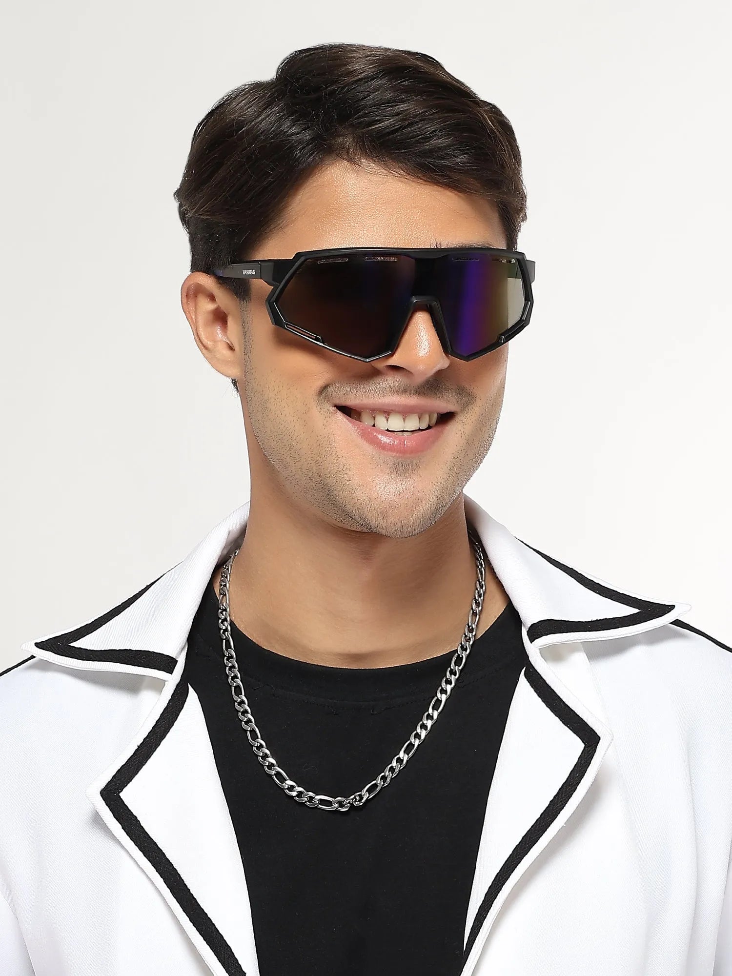 Myrion | Black/Blue Medium Full Rim Shield Sports for Men & Women [UV-protected]