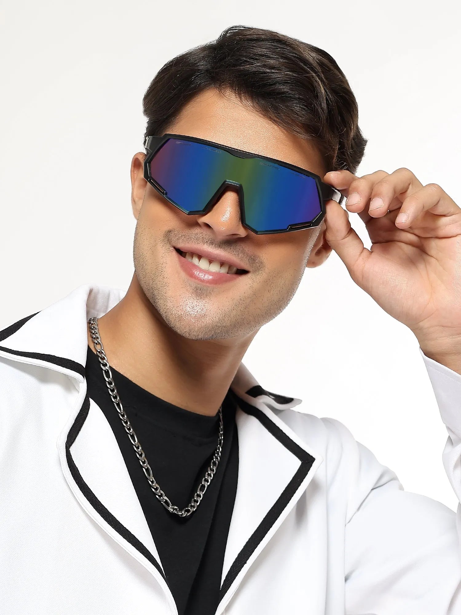 Myrion | Black Medium Full Rim Shield Sports for Men & Women [UV-protected]