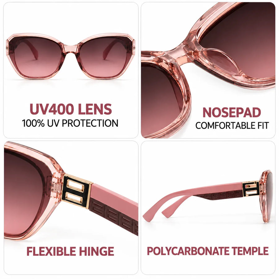 Maelor | Transparent Blush Pink Medium Full Rim Cateye Sunglasses for Women [UV-protected]