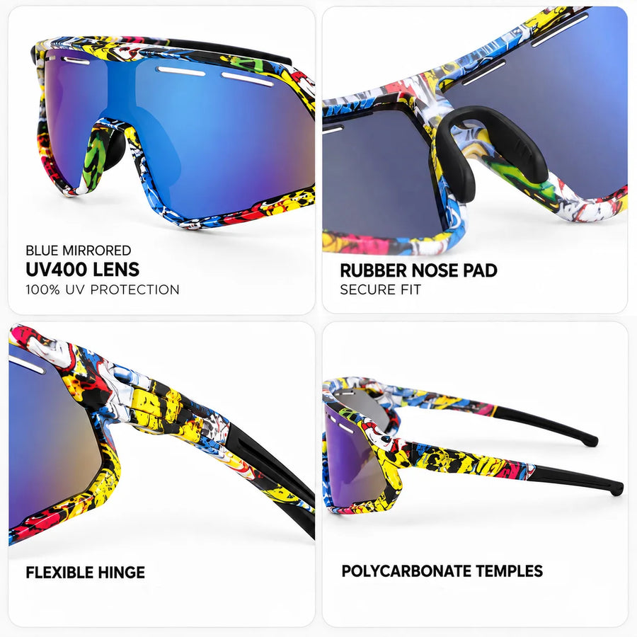 Myrion | Multi Texture Medium Full Rim Shield Sports Sunglasses for Men & Women [UV-protected]