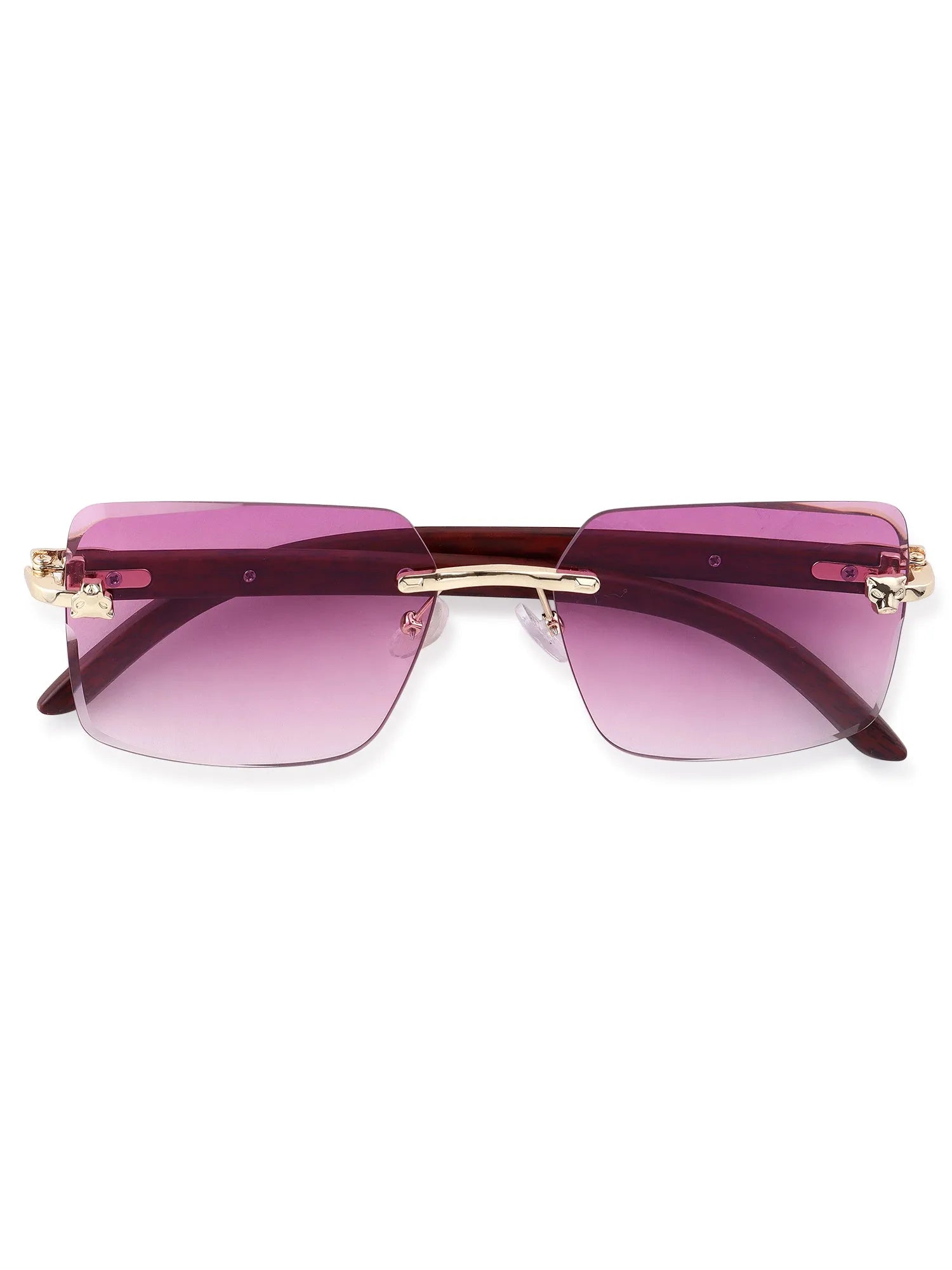 Starlight | Gradient Pink Medium Rim Less Rectangle Sunglasses for Men & Women [UV-protected]
