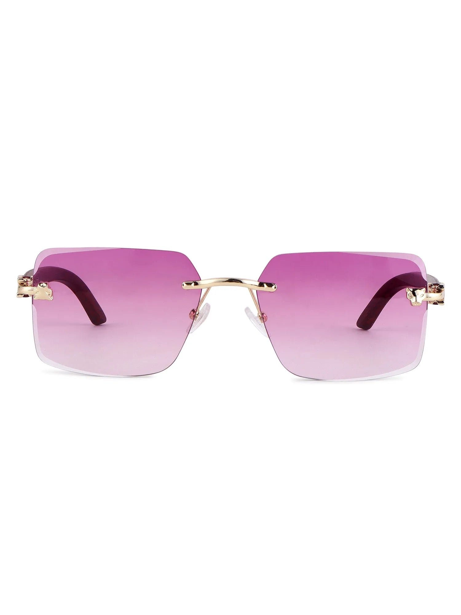 Starlight | Gradient Pink Medium Rim Less Rectangle Sunglasses for Men & Women [UV-protected]
