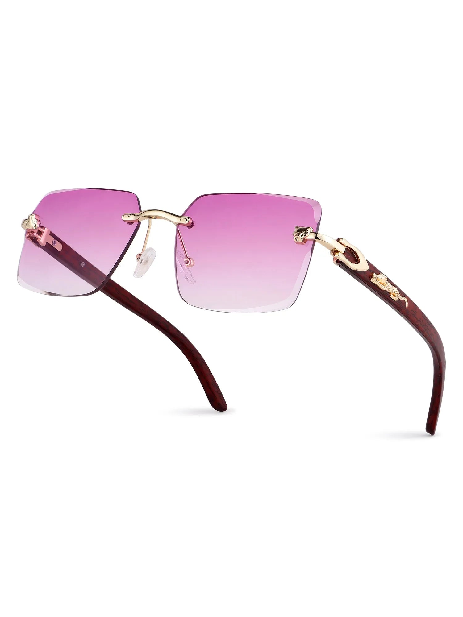 Starlight | Gradient Pink Medium Rim Less Rectangle Sunglasses for Men & Women [UV-protected]