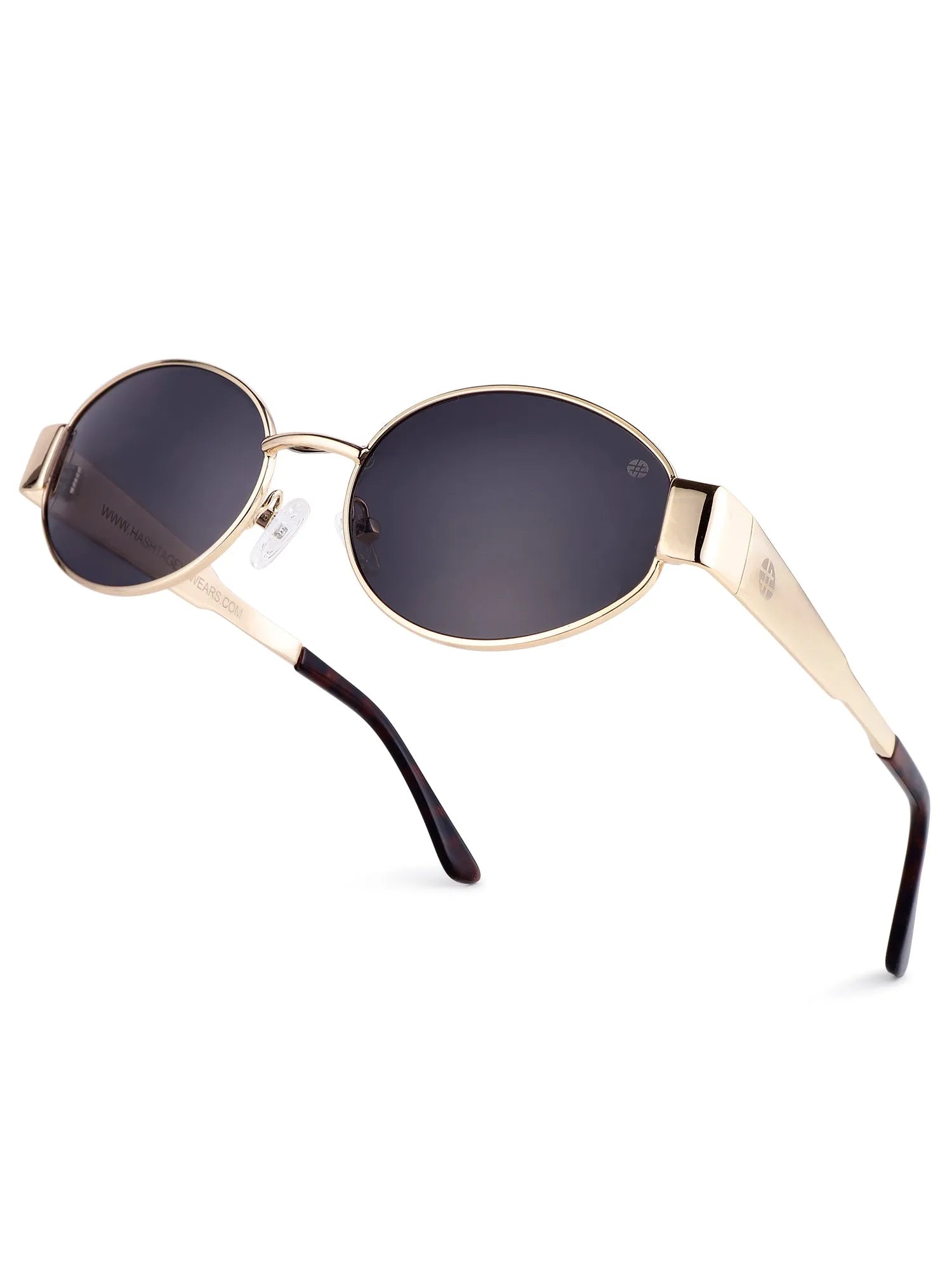 Fynora | Golden Medium Full Rim Oval Sunglasses for Women [UV-protected]