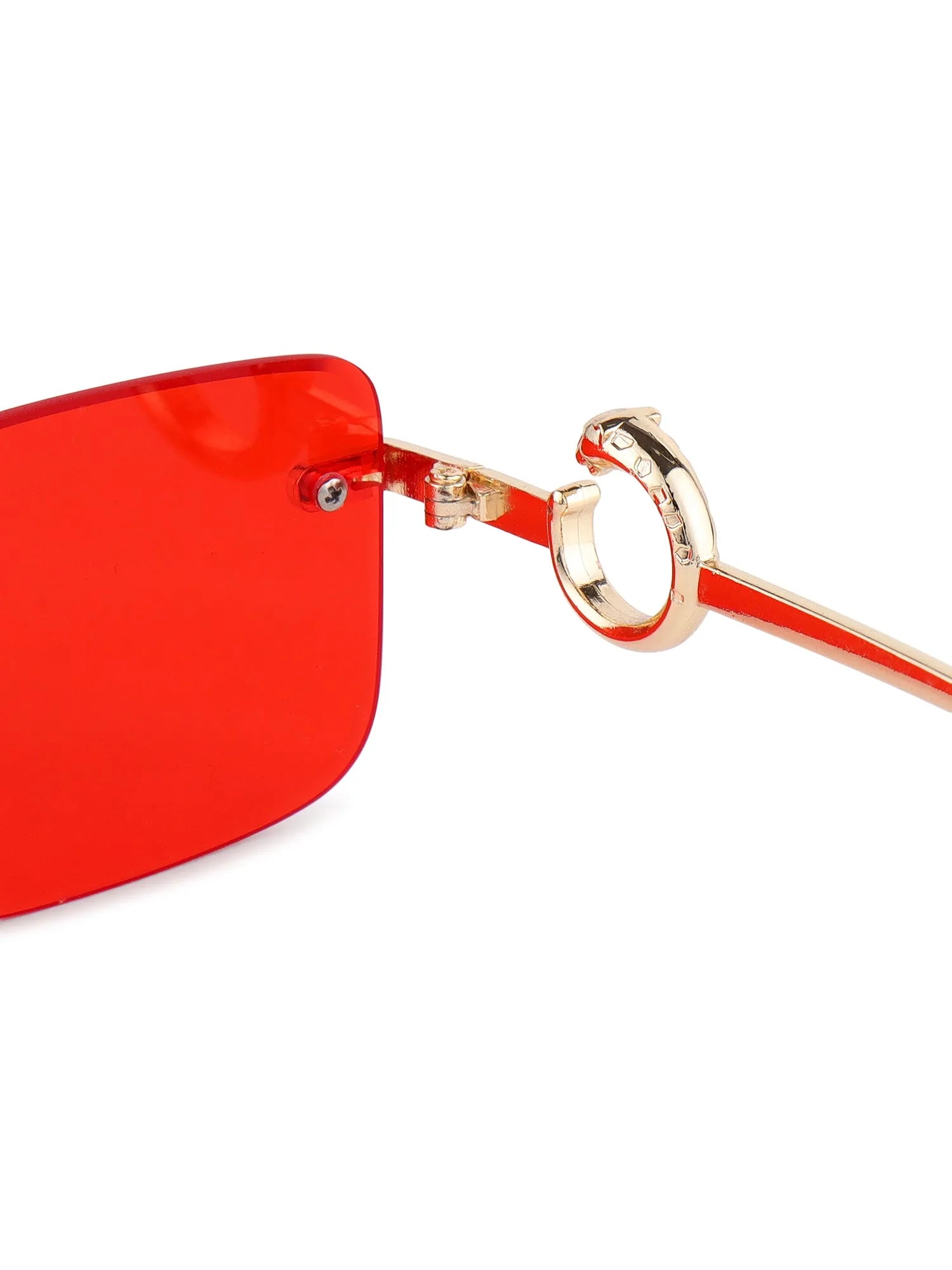 Phantoria | Red Small Rim Less Rectangle Sunglasses for Men & Women [UV-protected]