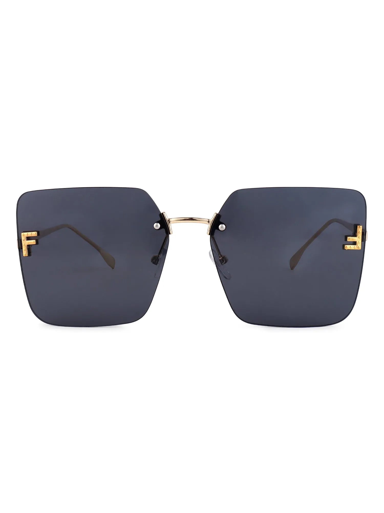 Tesseron | Black Small Rim Less Square Sunglasses for Women [UV-protected]