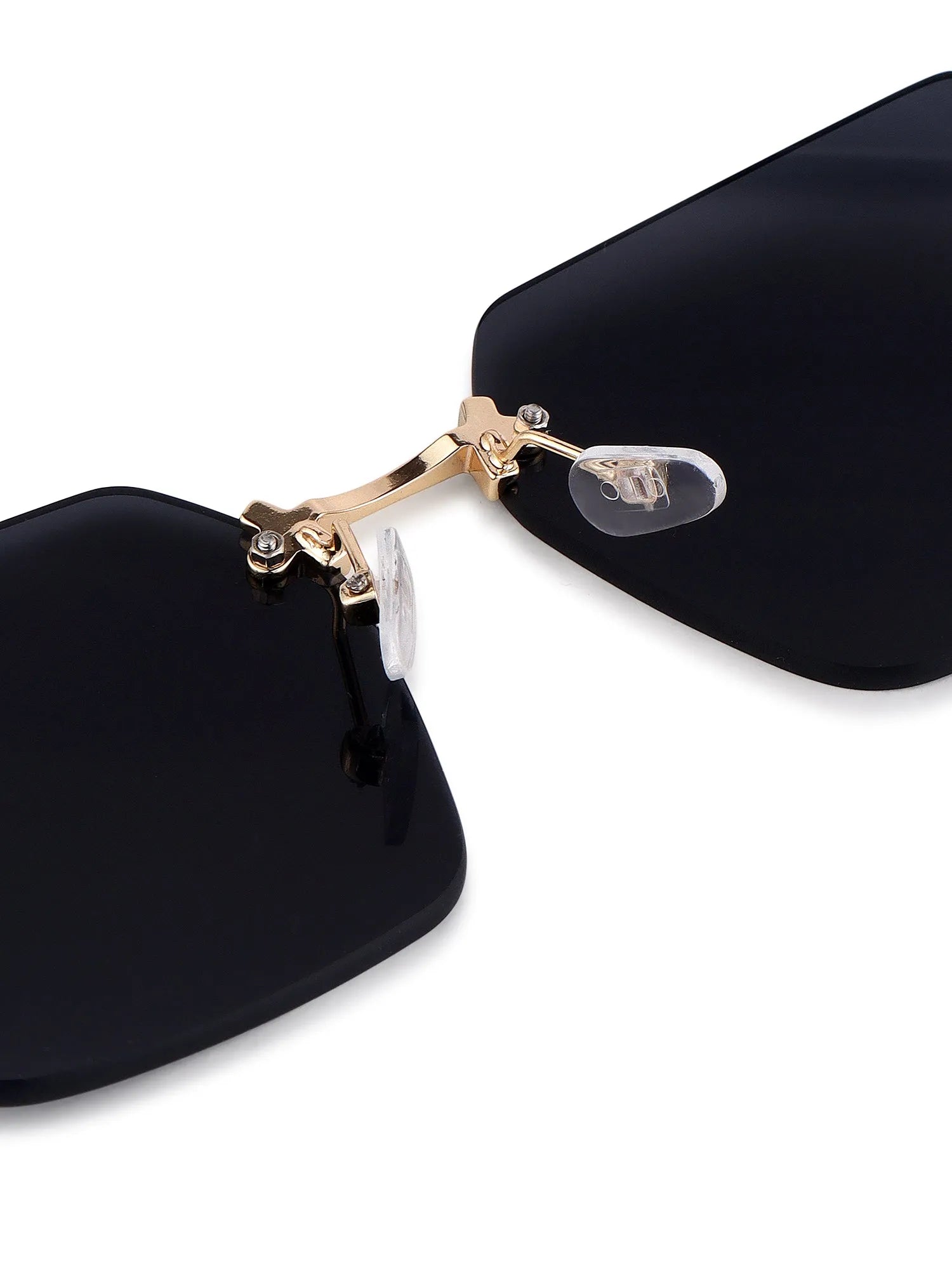 Tesseron | Black Small Rim Less Square Sunglasses for Women [UV-protected]
