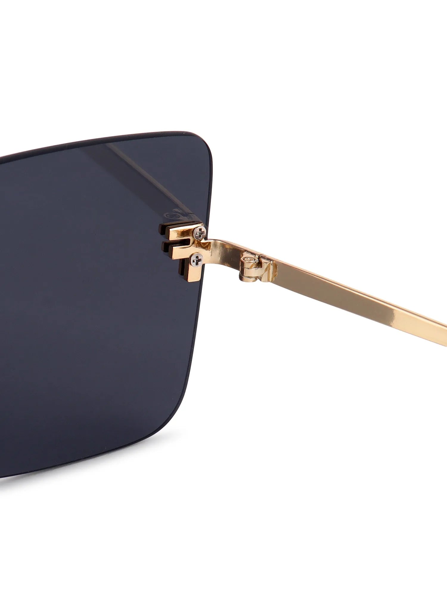 Tesseron | Black Small Rim Less Square Sunglasses for Women [UV-protected]