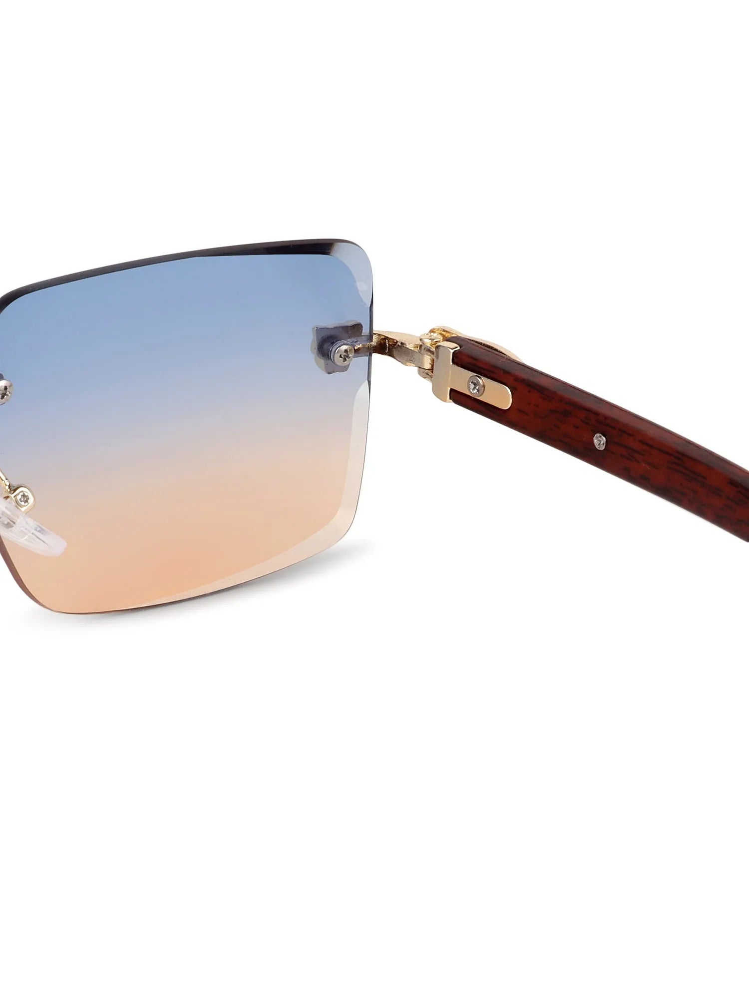 Starlight | Gradient Blue & Brown Medium Rim Less Rectangle Sunglasses for Men & Women [UV-protected]
