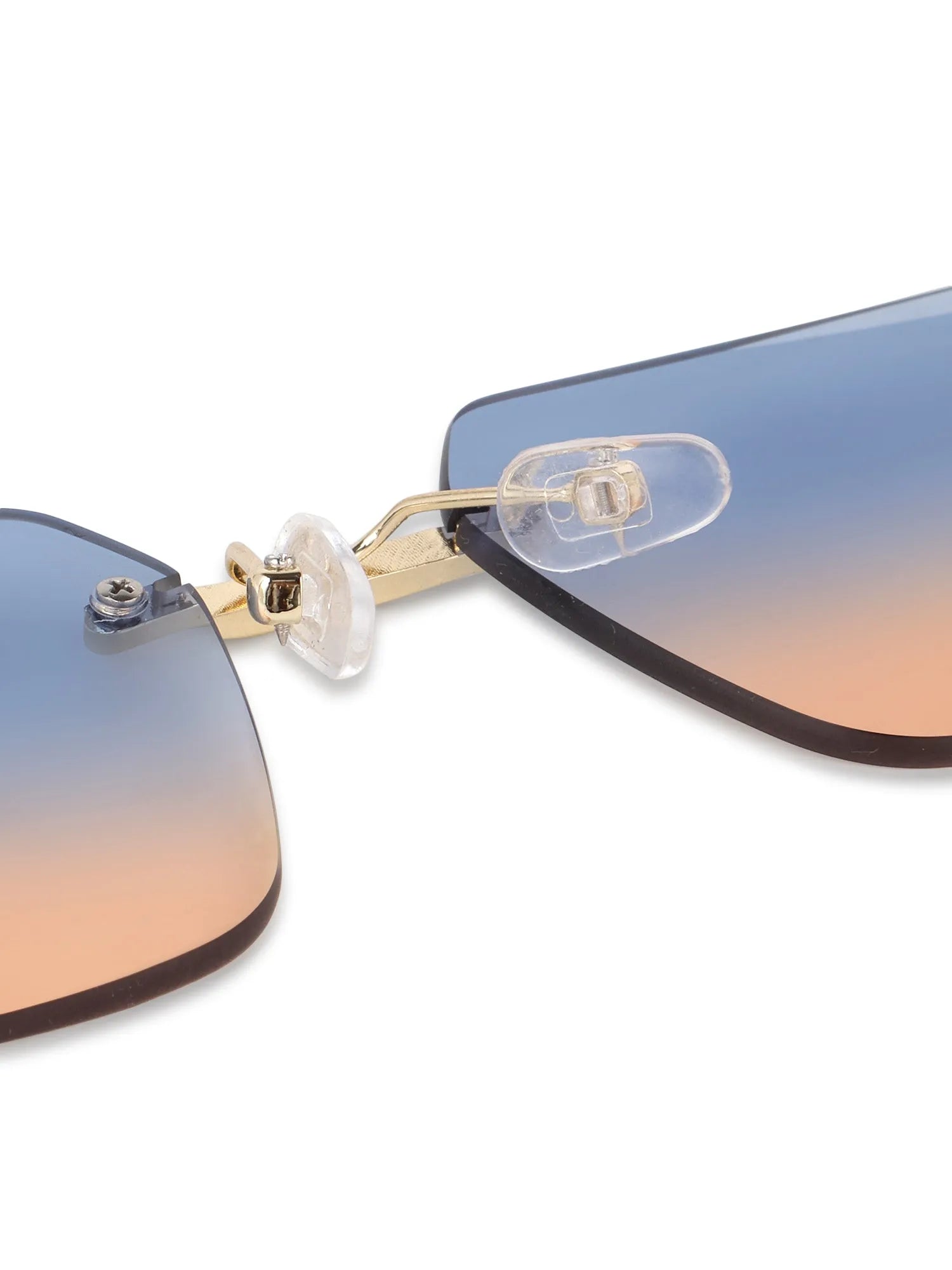 Starlight | Gradient Blue & Brown Medium Rim Less Rectangle Sunglasses for Men & Women [UV-protected]