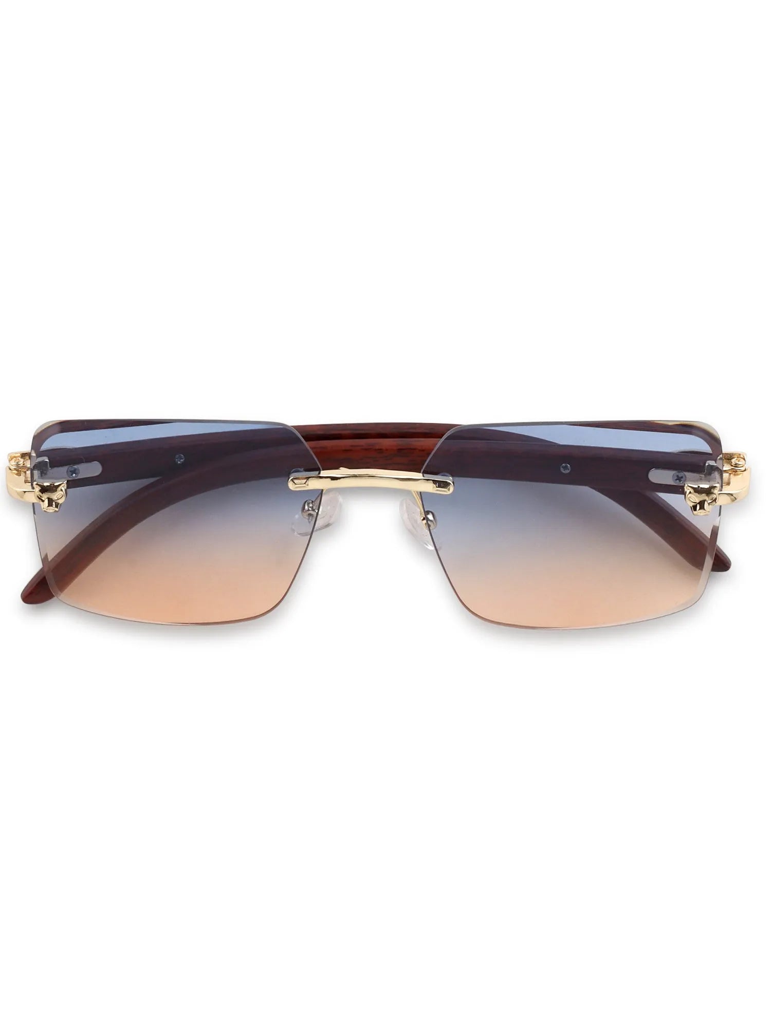 Starlight | Gradient Blue & Brown Medium Rim Less Rectangle Sunglasses for Men & Women [UV-protected]