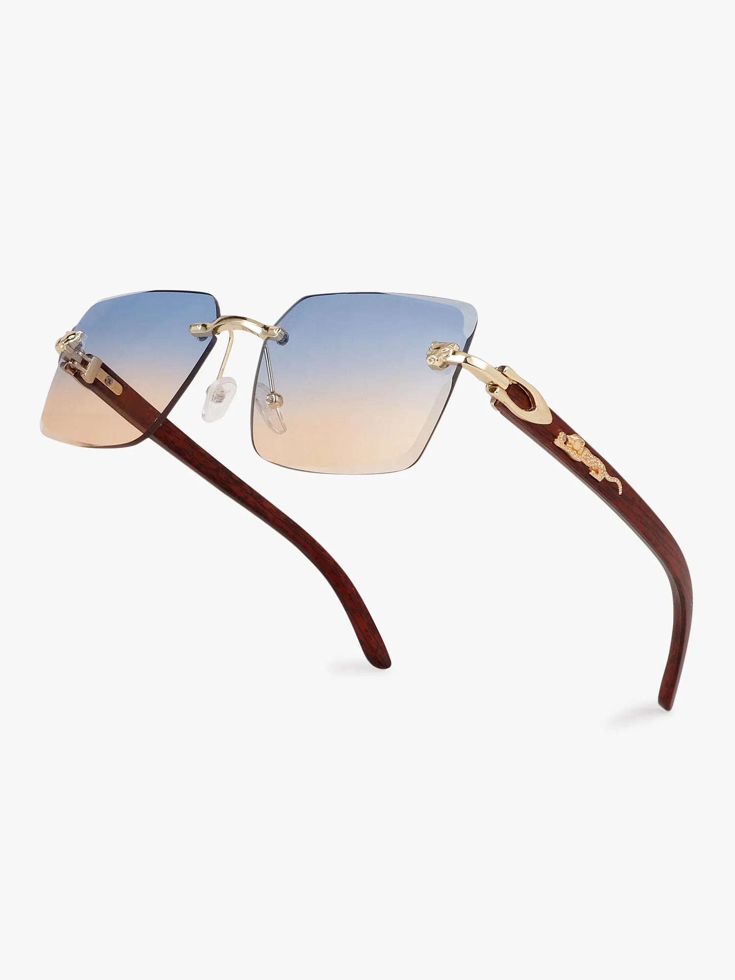 Starlight | Gradient Blue & Brown Medium Rim Less Rectangle Sunglasses for Men & Women [UV-protected]