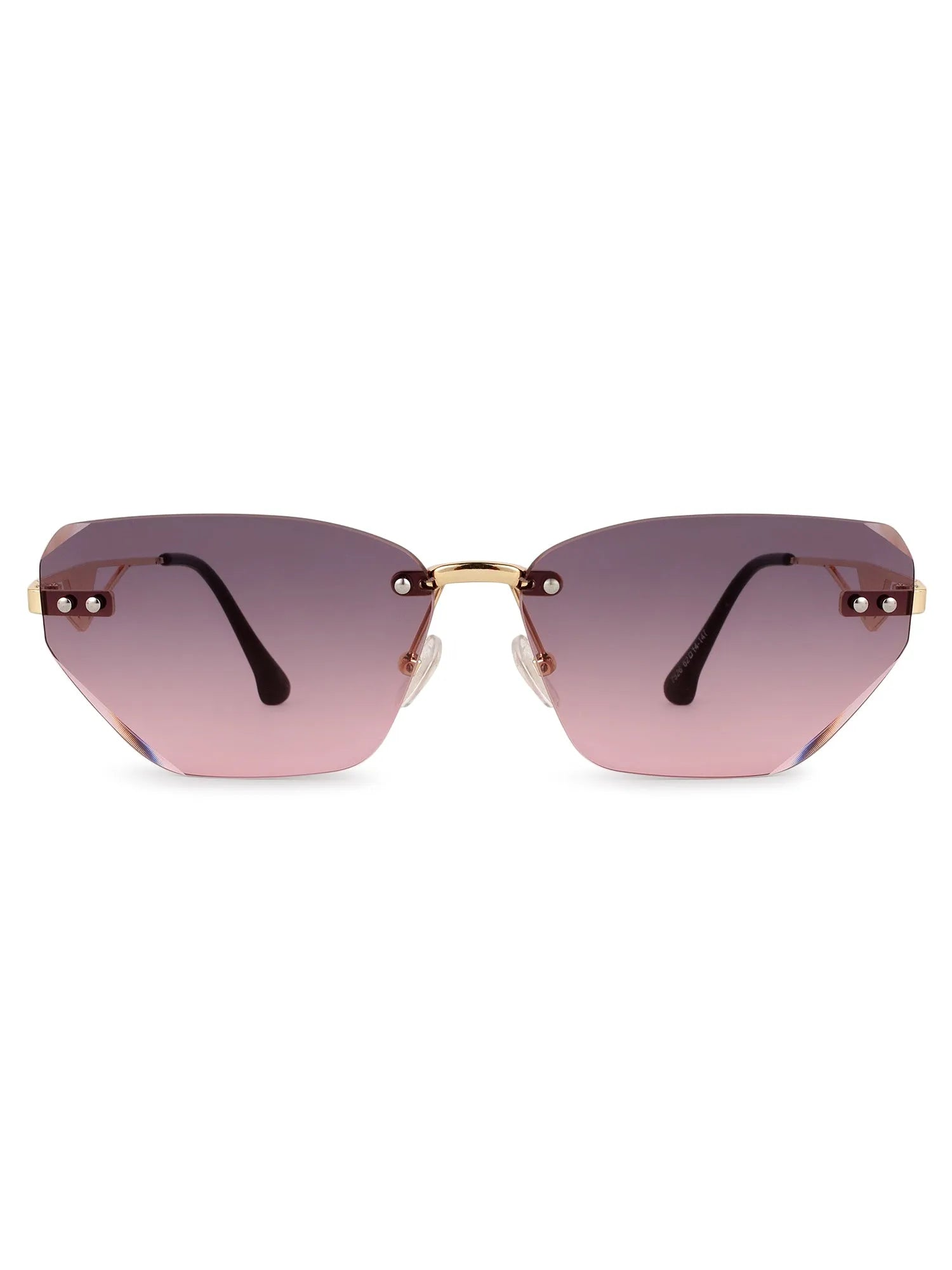 Rorion | Gradient Grey & Pink Medium Rim Less Rectangle Sunglasses for Men & Women [UV-protected]