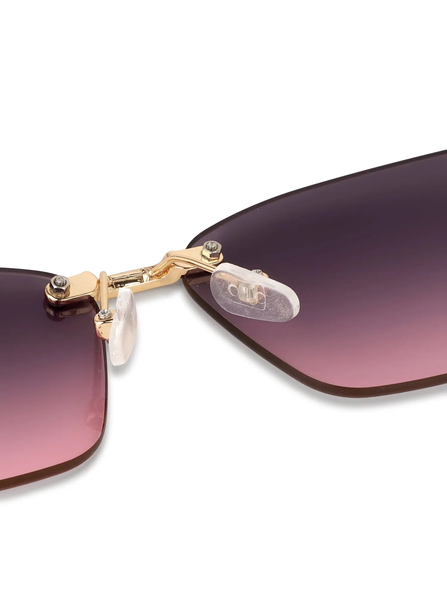 Rorion | Gradient Grey & Pink Medium Rim Less Rectangle Sunglasses for Men & Women [UV-protected]