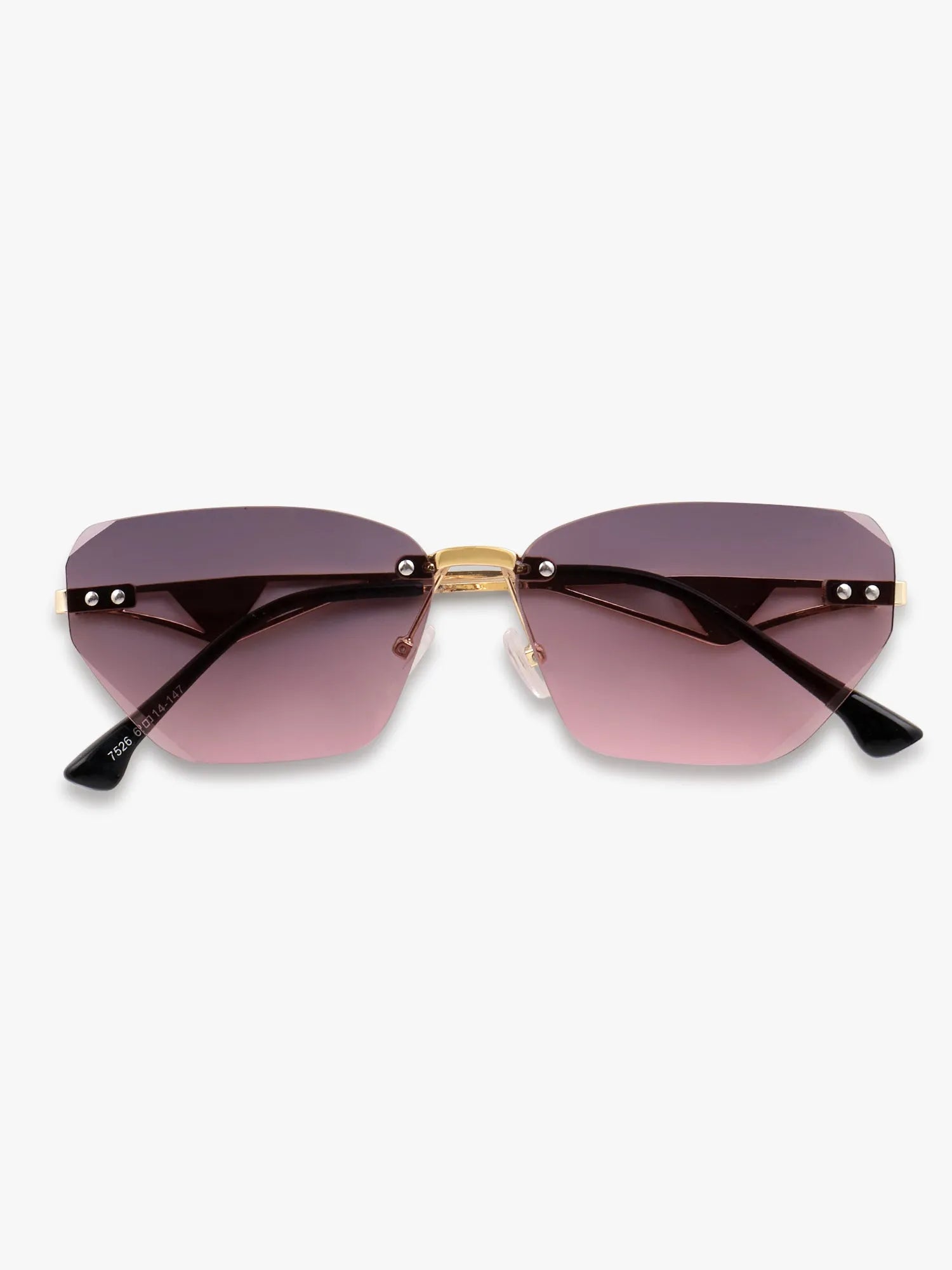 Rorion | Gradient Grey & Pink Medium Rim Less Rectangle Sunglasses for Men & Women [UV-protected]