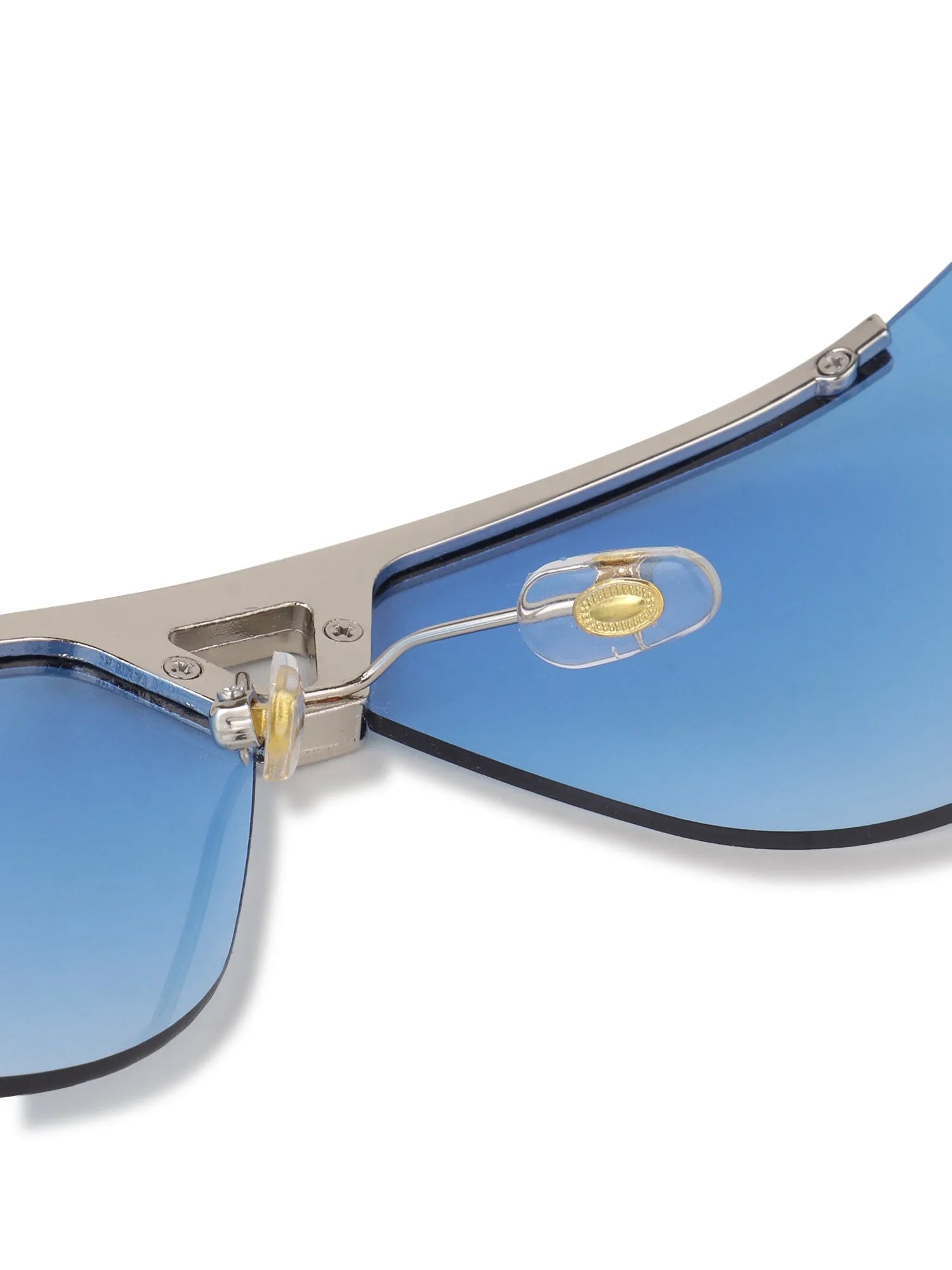 Tri-Angle | Blue Large Rim Less Rectangle Sunglasses for Men & Women [UV-protected]