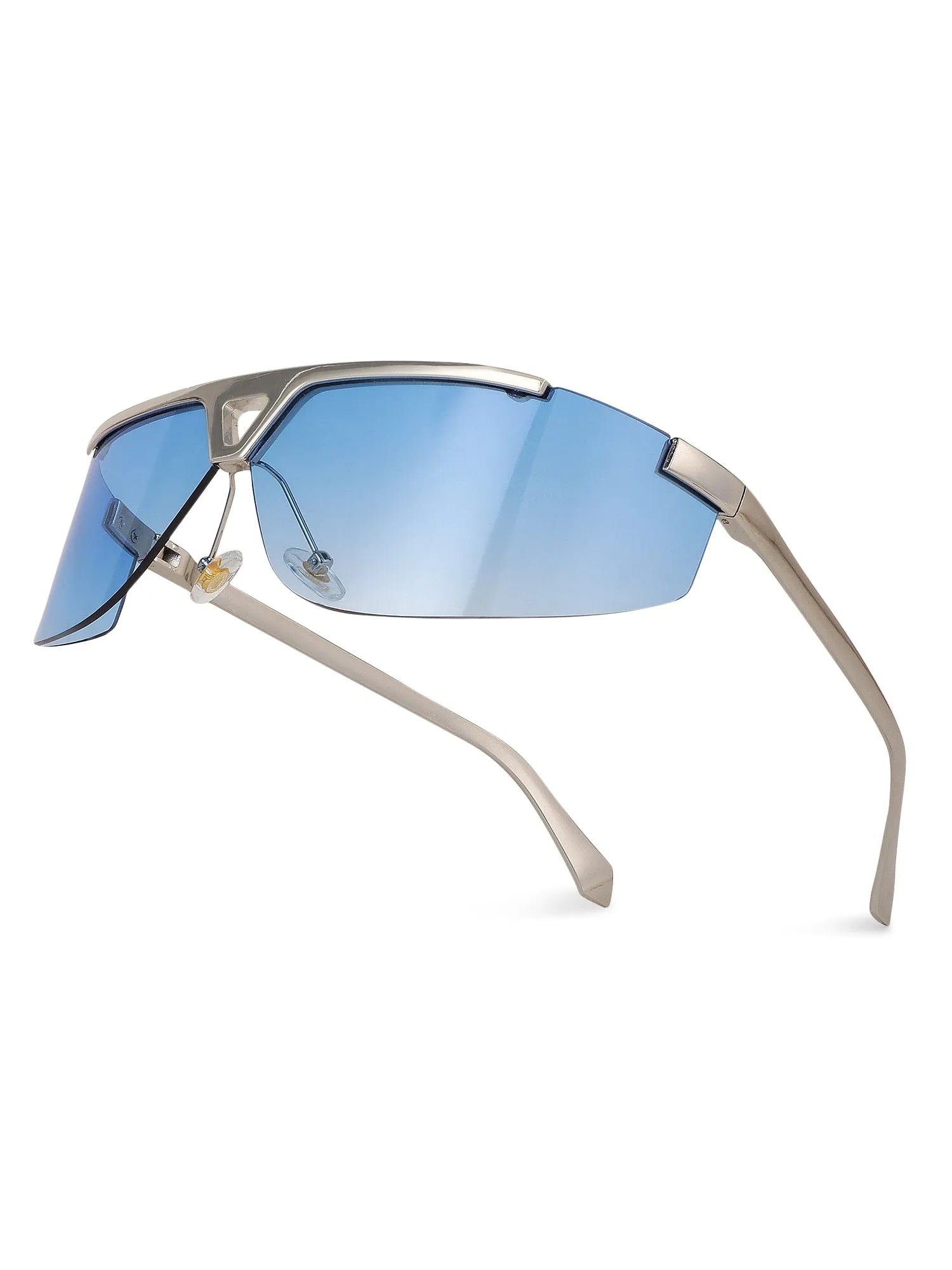 Tri-Angle | Blue Large Rim Less Rectangle Sunglasses for Men & Women [UV-protected]