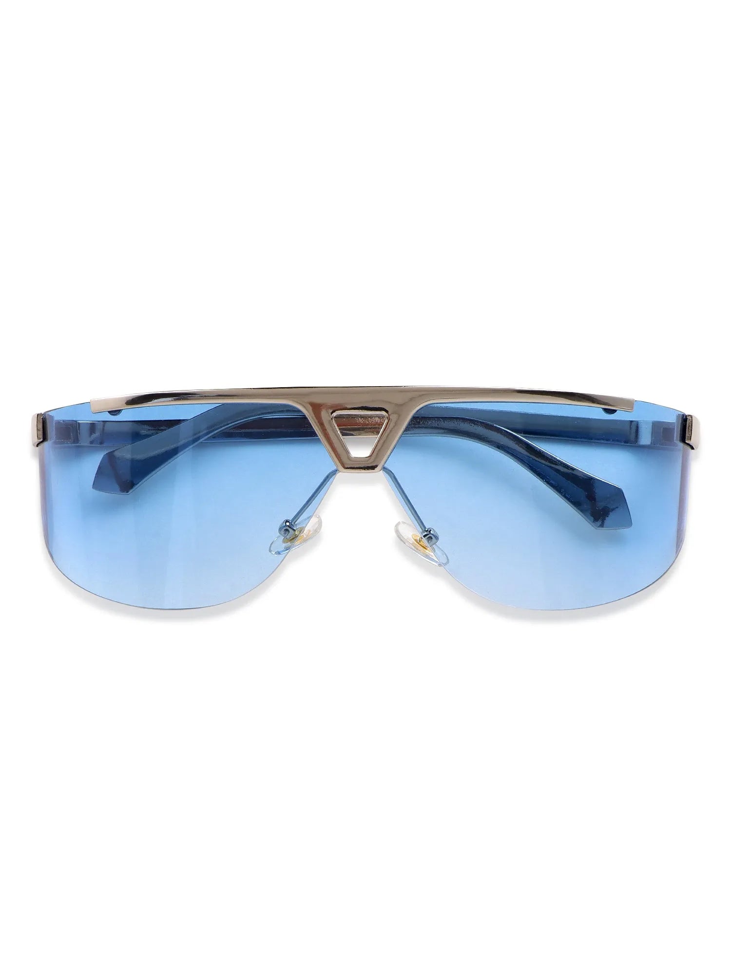 Tri-Angle | Blue Large Rim Less Rectangle Sunglasses for Men & Women [UV-protected]