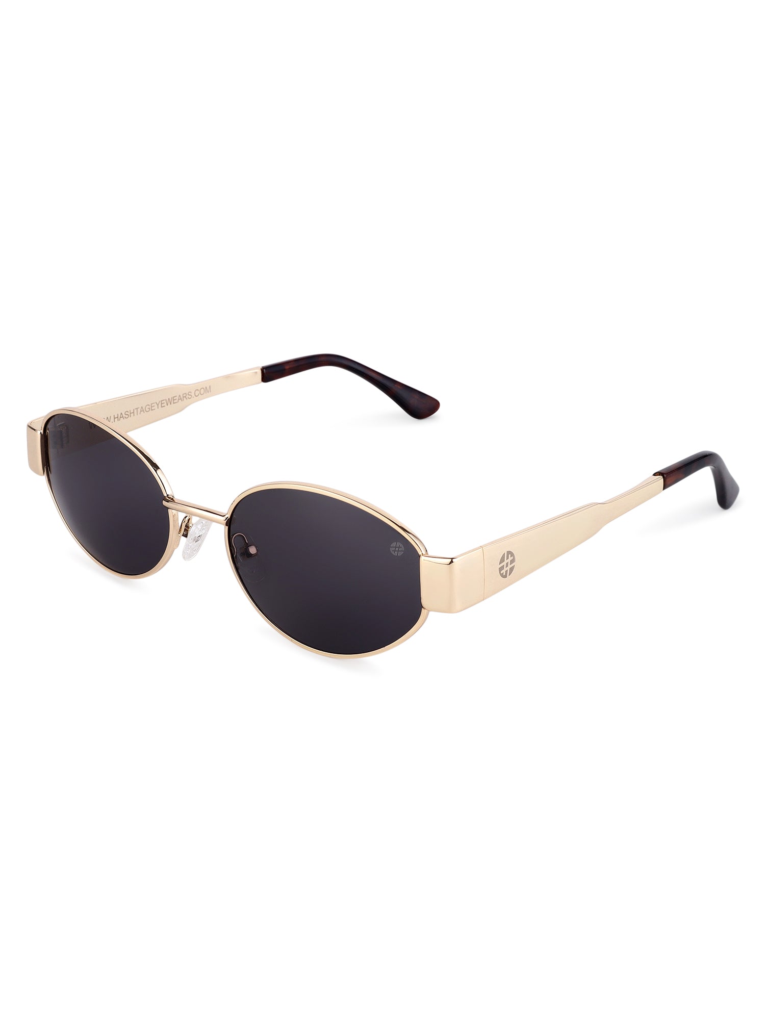 Fynora | Golden Medium Full Rim Oval Sunglasses for Women [UV-protected]