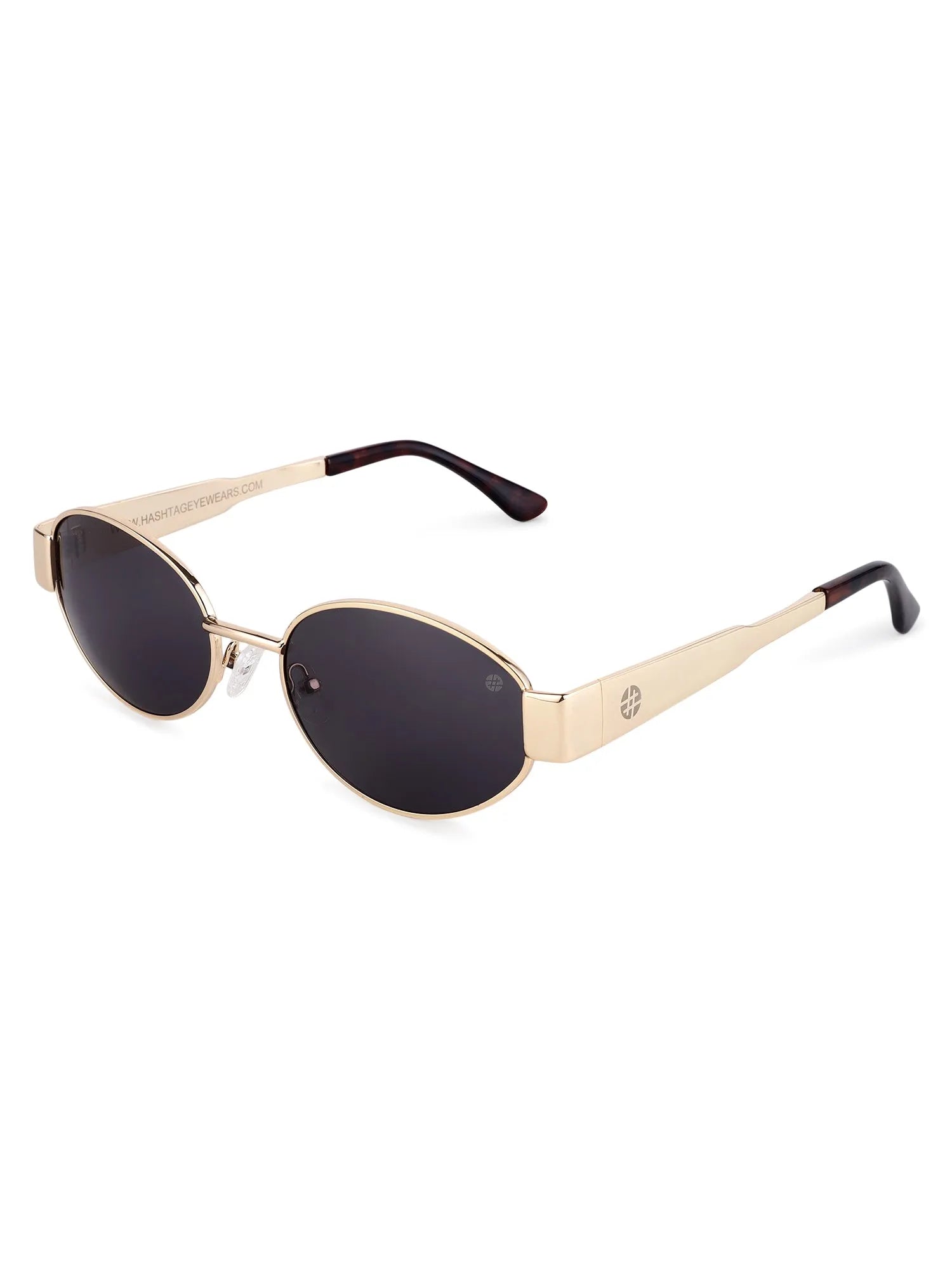 Fynora | Golden Medium Full Rim Oval Sunglasses for Women [UV-protected]