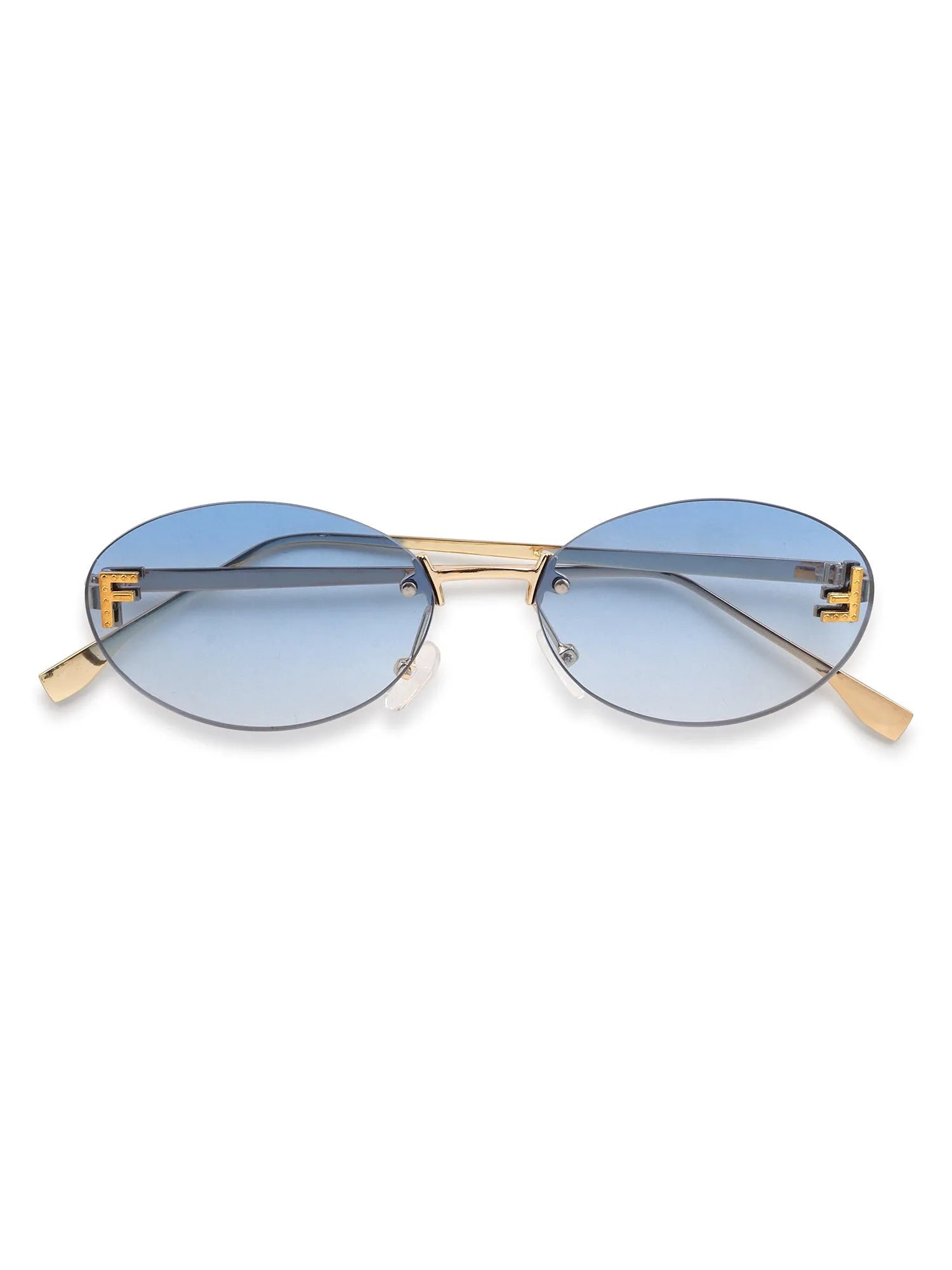 Quasar | Gradient Blue Small Rim Less Oval Sunglasses for Women [UV-protected]
