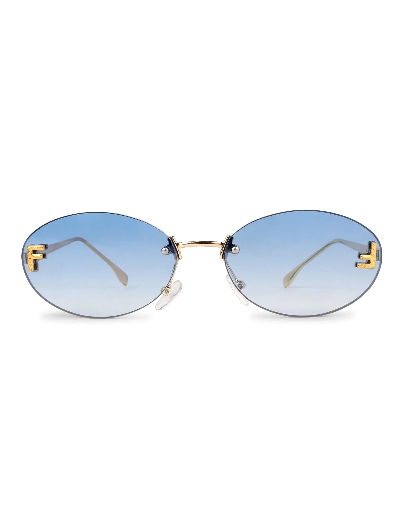 Quasar | Gradient Blue Small Rim Less Oval Sunglasses for Women [UV-protected]