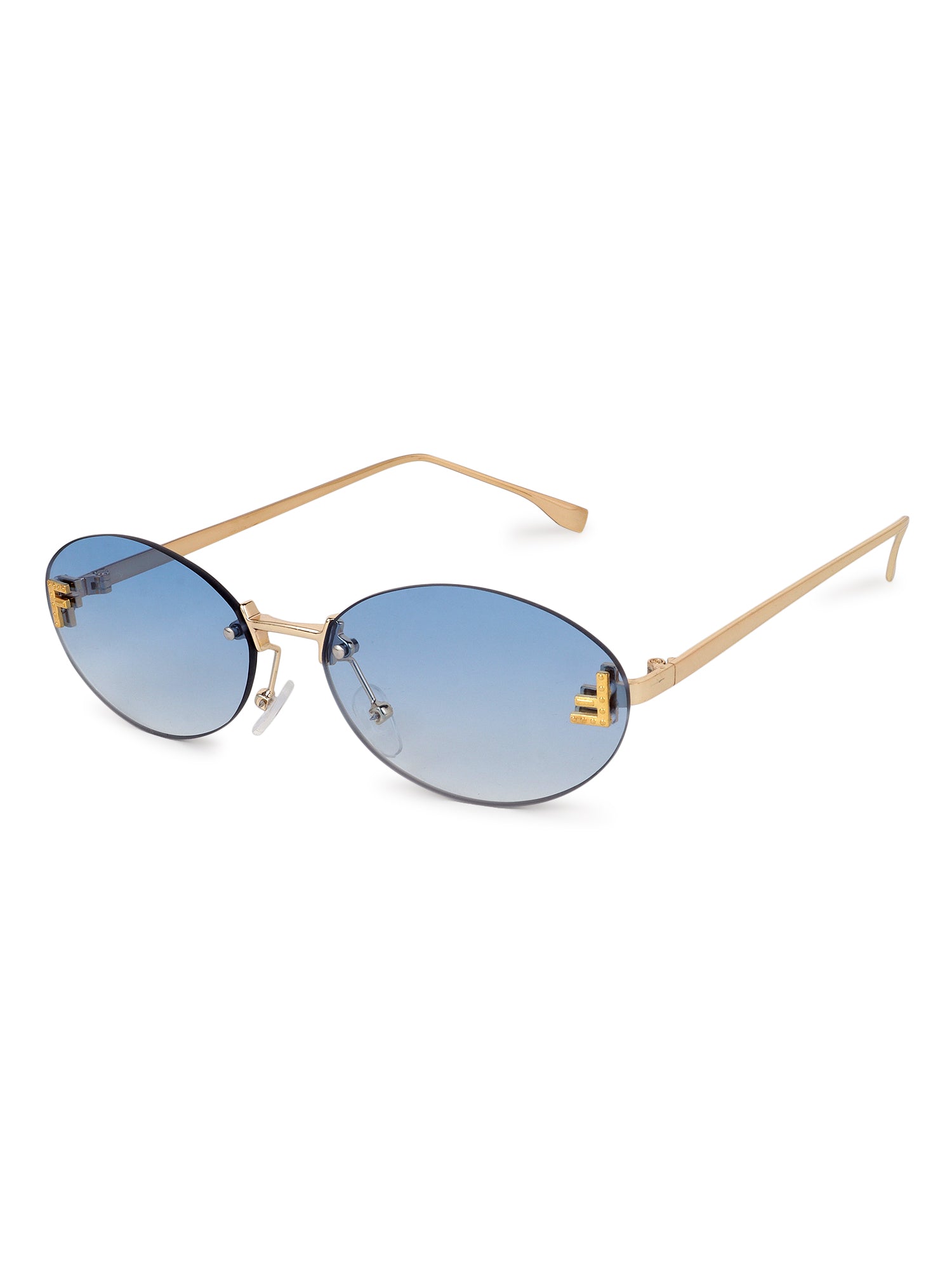 Quasar | Gradient Blue Small Rim Less Oval Sunglasses for Women [UV-protected]