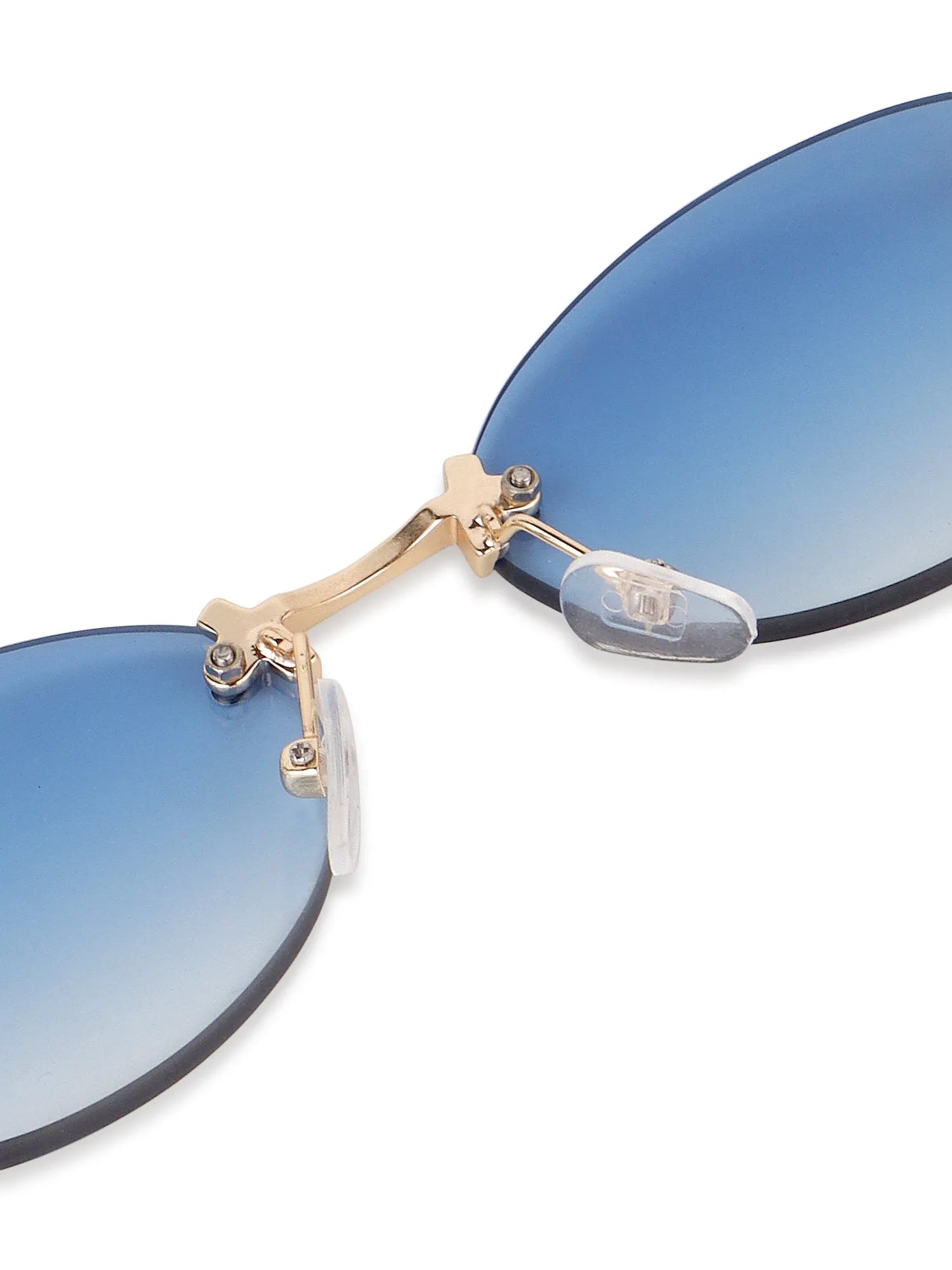 Quasar | Gradient Blue Small Rim Less Oval Sunglasses for Women [UV-protected]
