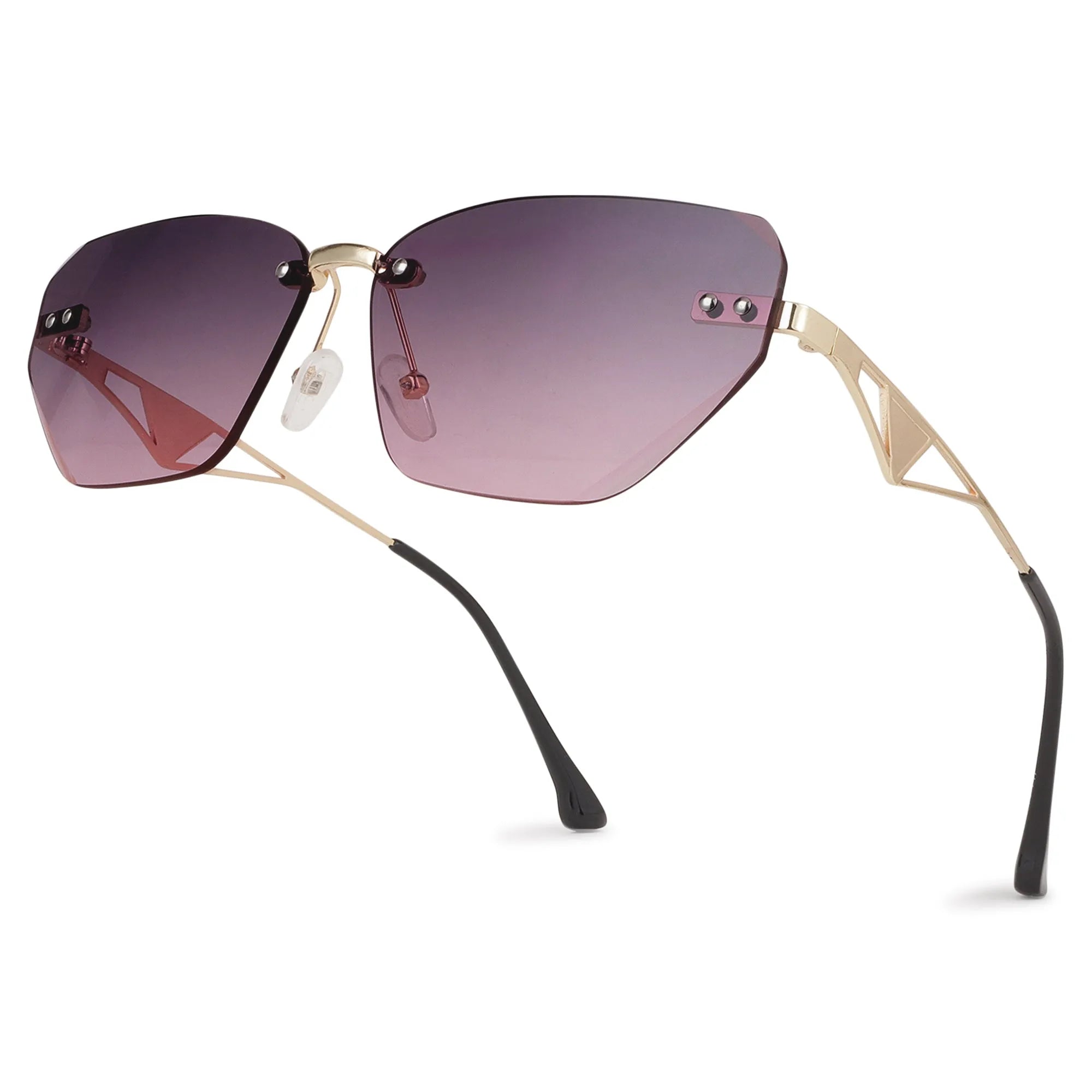 Rorion | Gradient Purple Medium Rim Less Rectangle Sunglasses for Men & Women [UV-protected]
