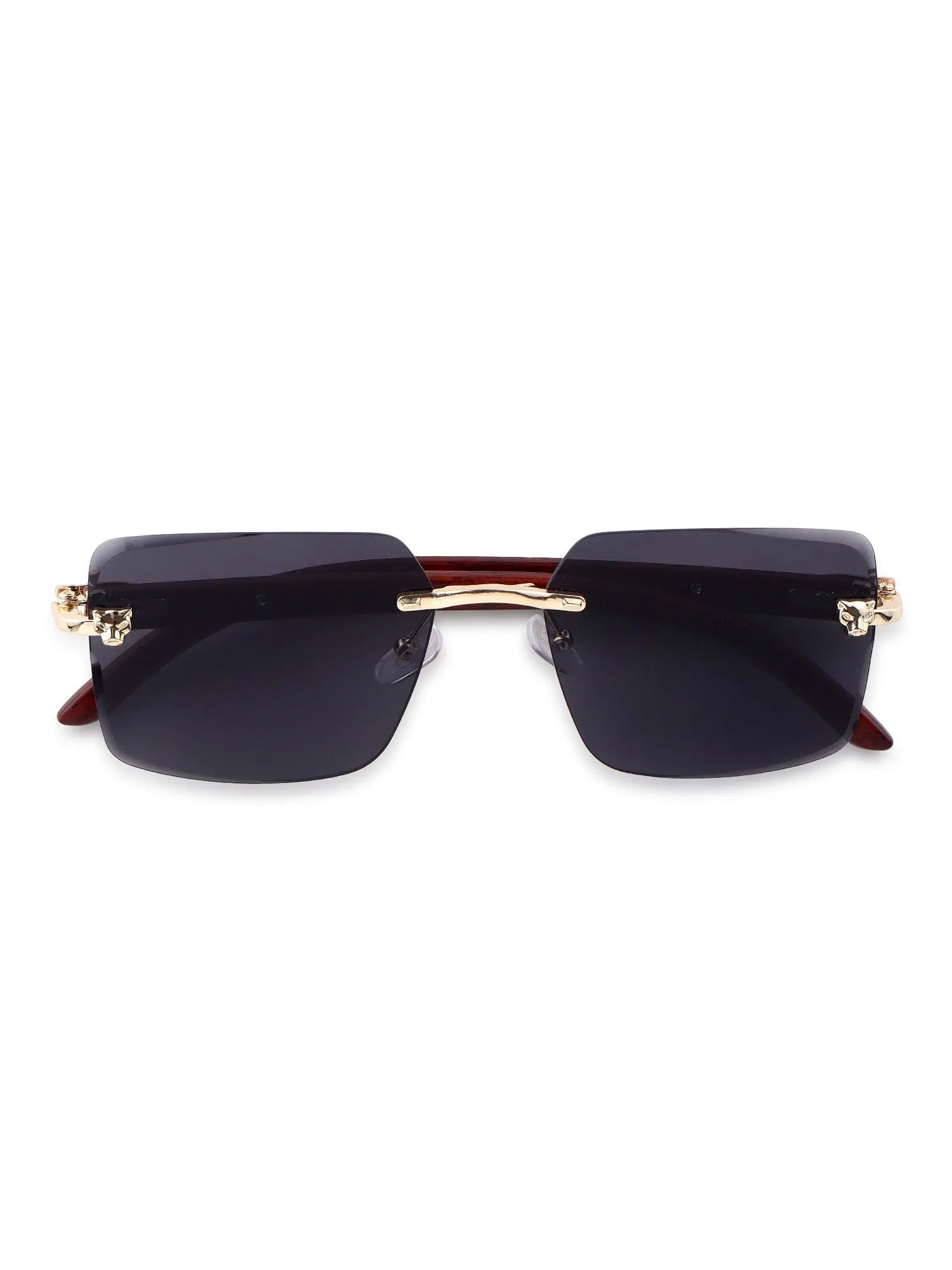 Starlight | Black Medium Rim Less Rectangle Sunglasses for Men & Women [UV-protected]