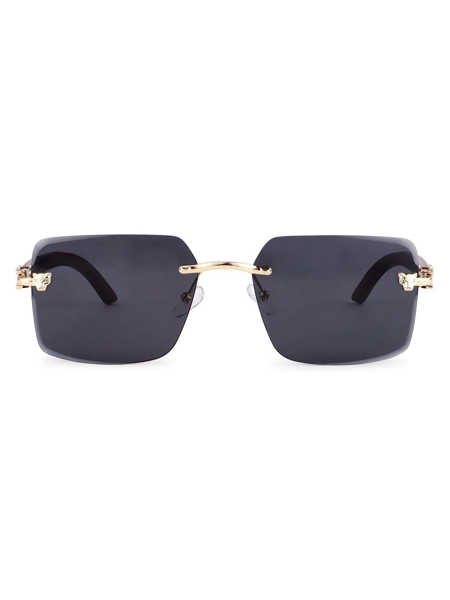 Starlight | Black Medium Rim Less Rectangle Sunglasses for Men & Women [UV-protected]