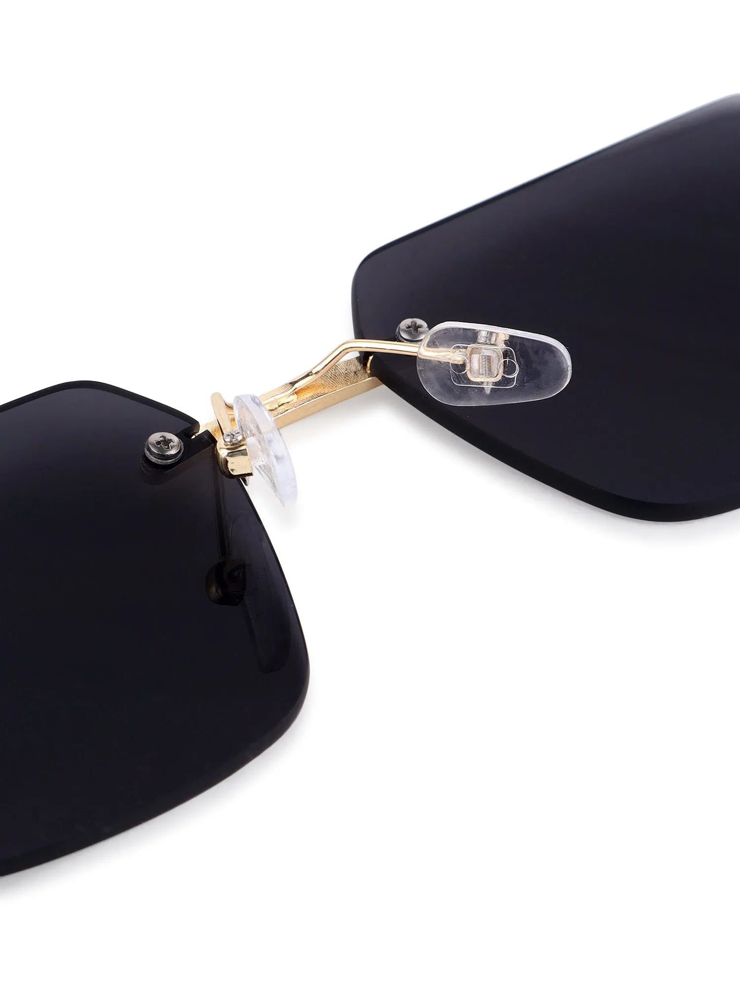 Starlight | Black Medium Rim Less Rectangle Sunglasses for Men & Women [UV-protected]