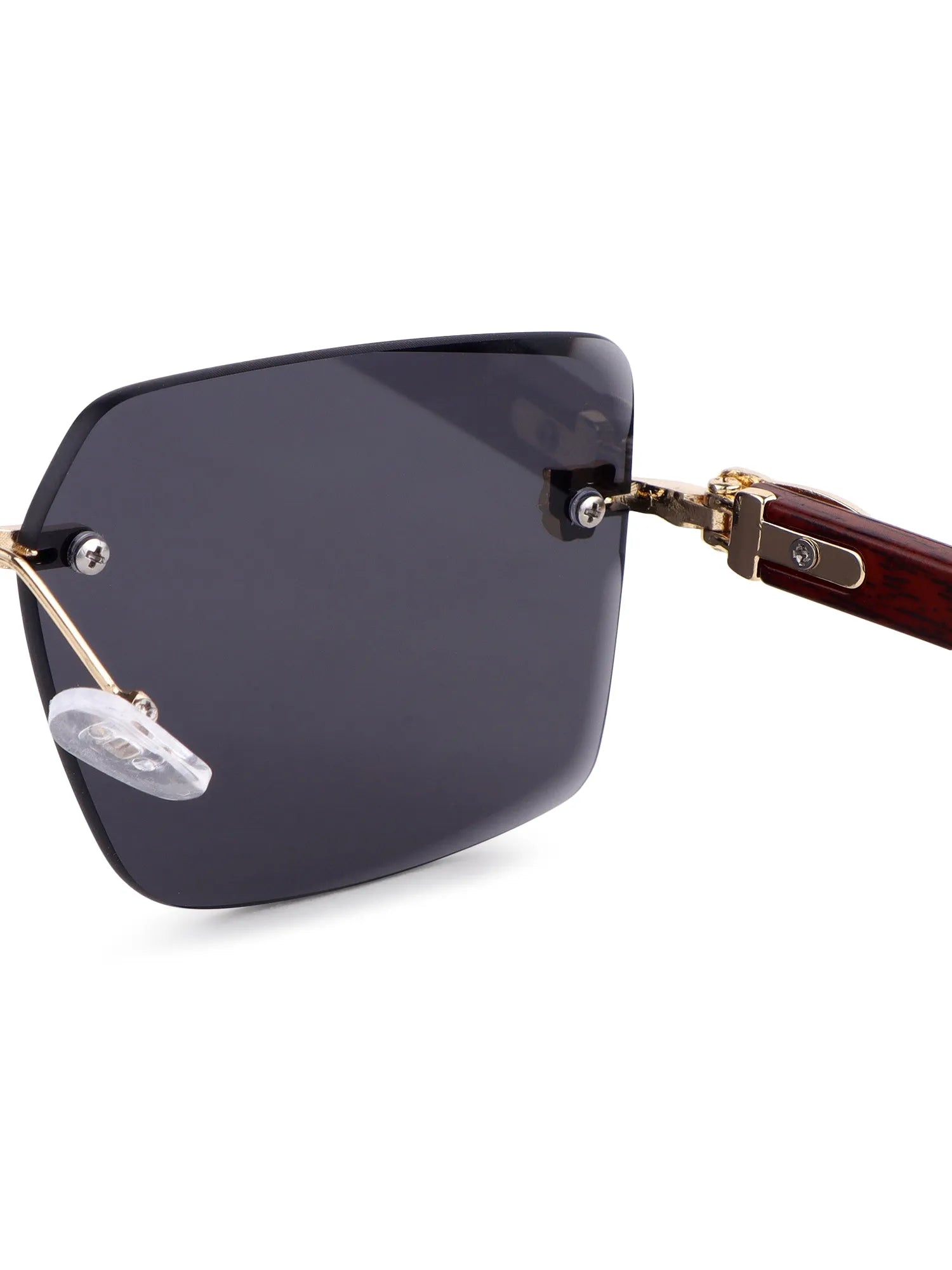 Starlight | Black Medium Rim Less Rectangle Sunglasses for Men & Women [UV-protected]
