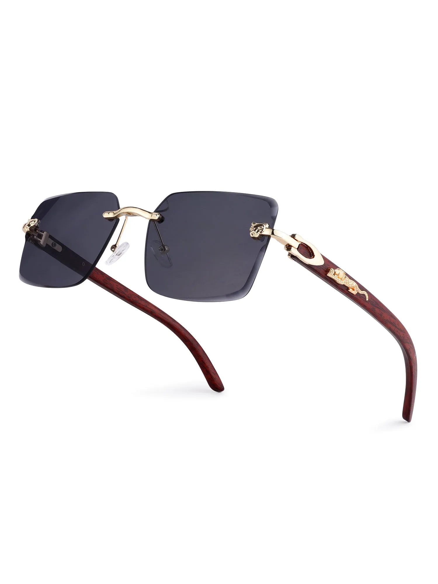 Starlight | Black Medium Rim Less Rectangle Sunglasses for Men & Women [UV-protected]