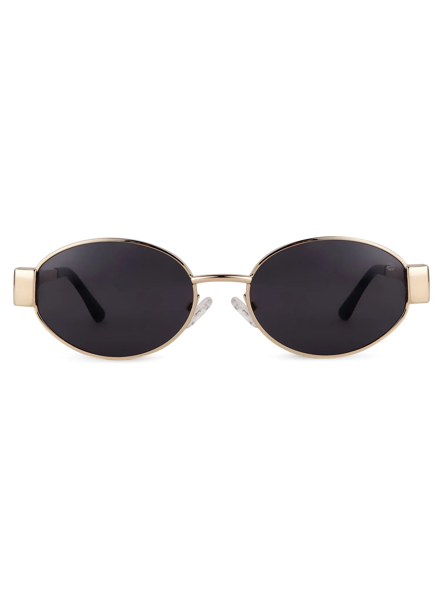 Fynora | Golden Medium Full Rim Oval Sunglasses for Women [UV-protected]