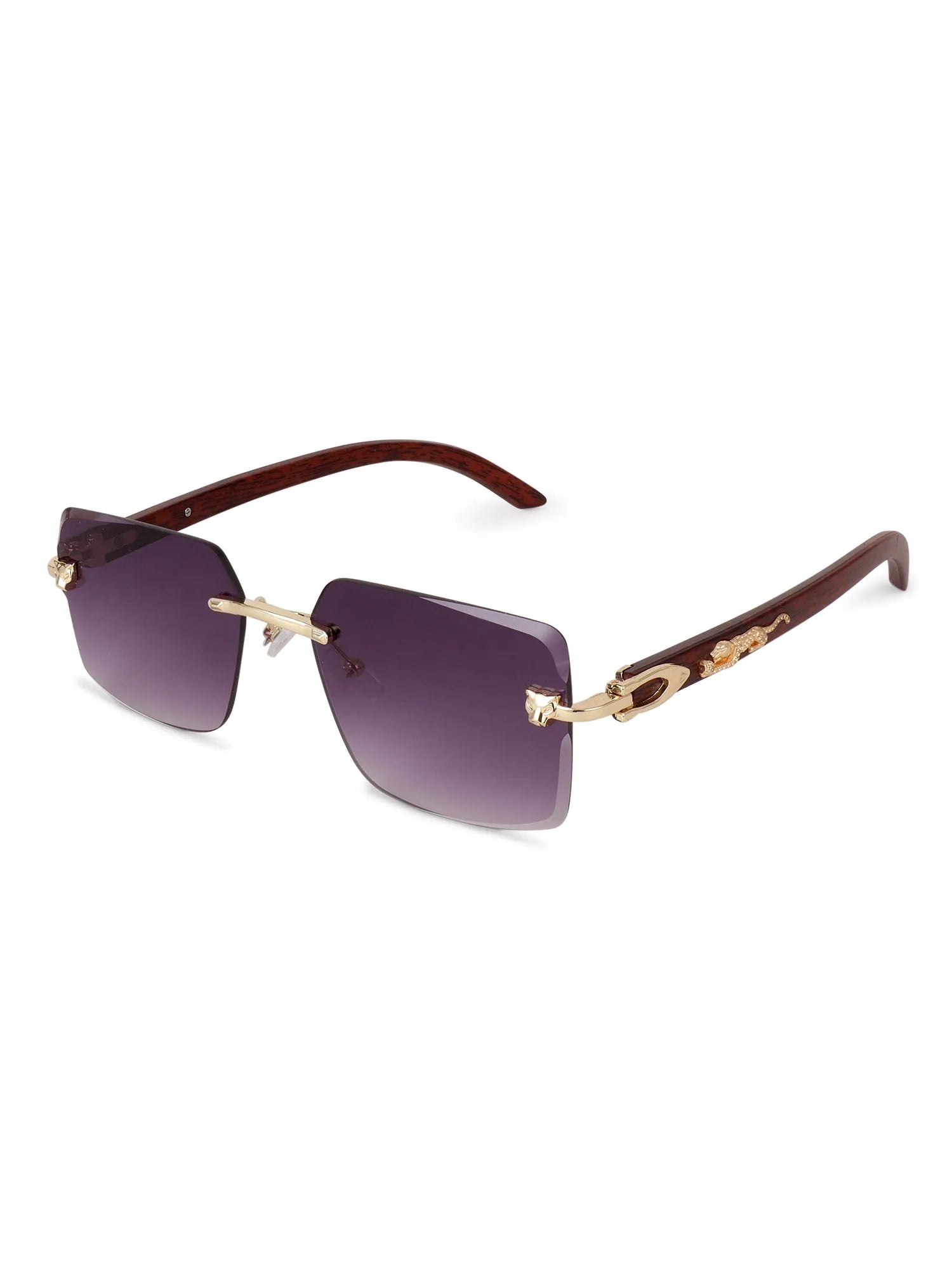 Starlight | Gradient Purple Medium Rim Less Rectangle Sunglasses for Men & Women [UV-protected]