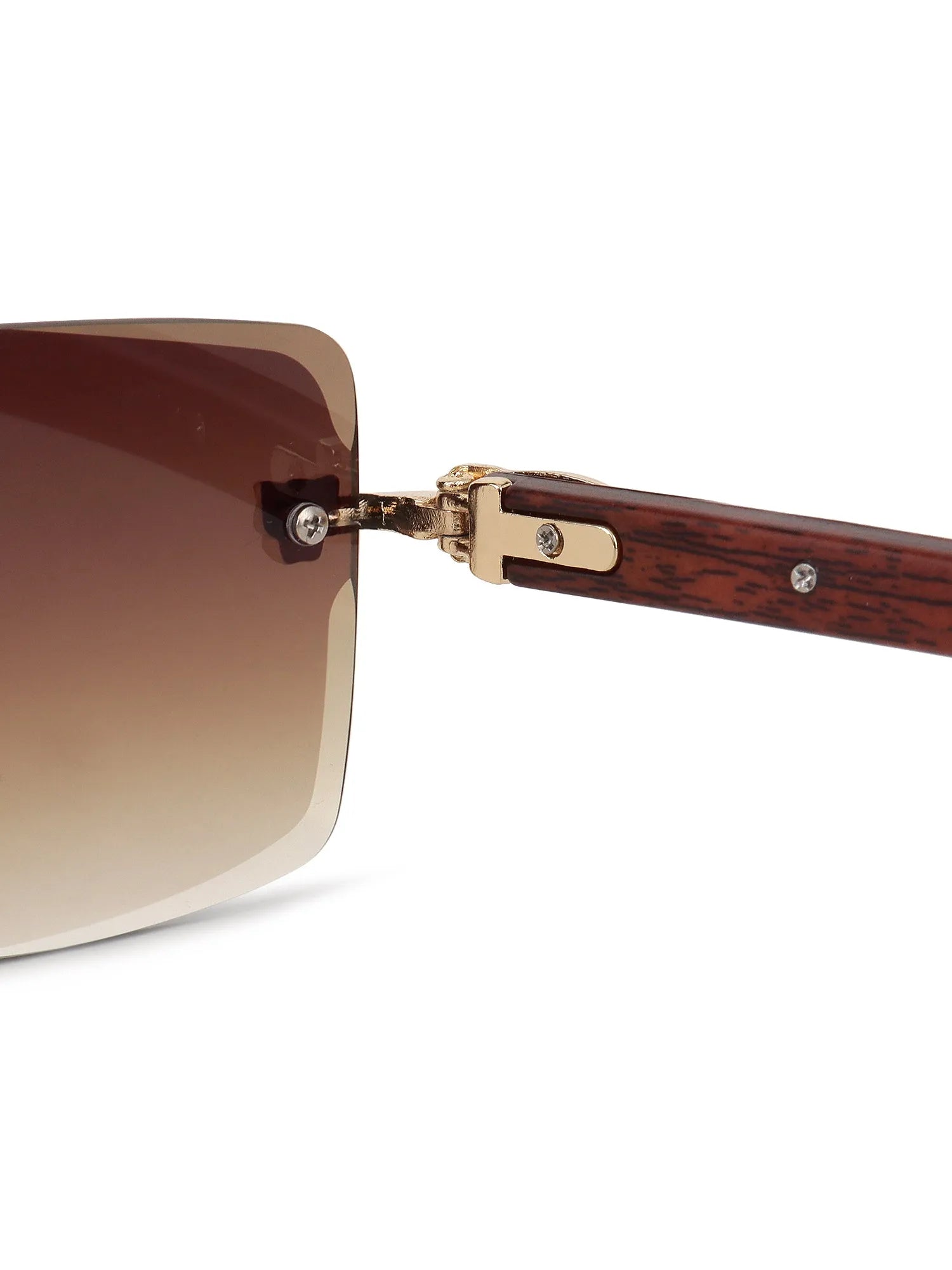 Starlight | Gradient Brown Medium Rim Less Rectangle Sunglasses for Men & Women [UV-protected]