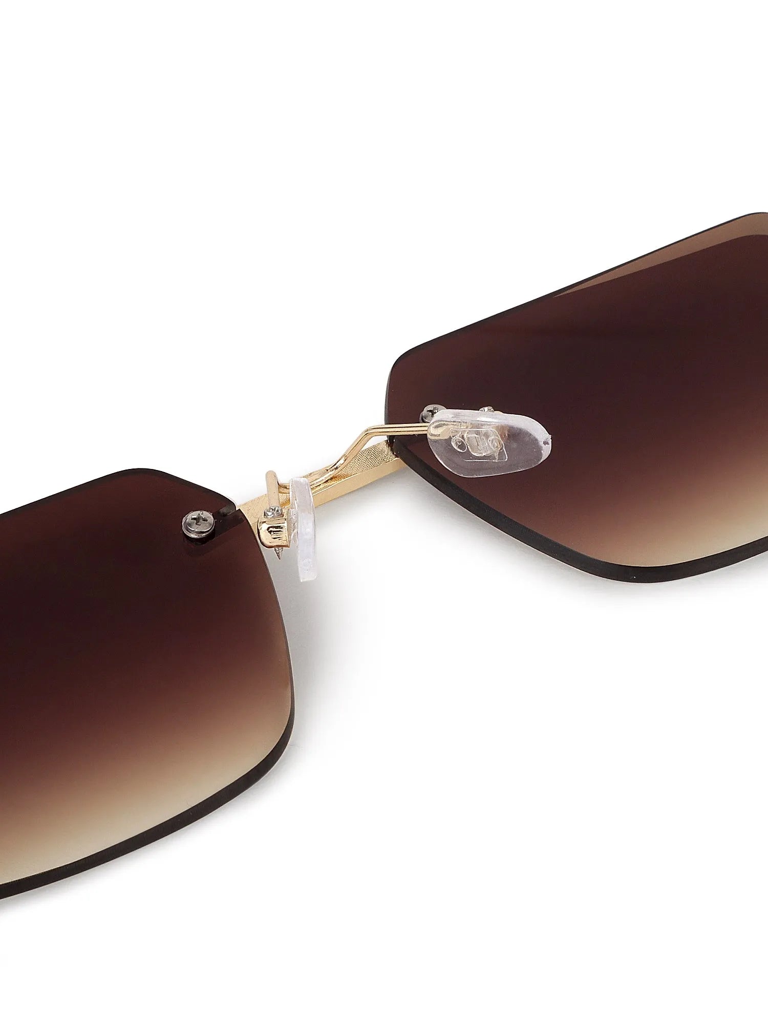 Starlight | Gradient Brown Medium Rim Less Rectangle Sunglasses for Men & Women [UV-protected]
