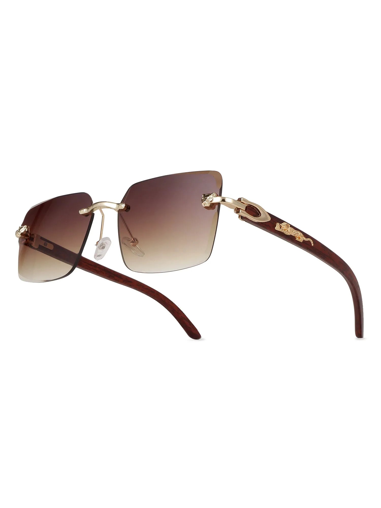 Starlight | Gradient Brown Medium Rim Less Rectangle Sunglasses for Men & Women [UV-protected]