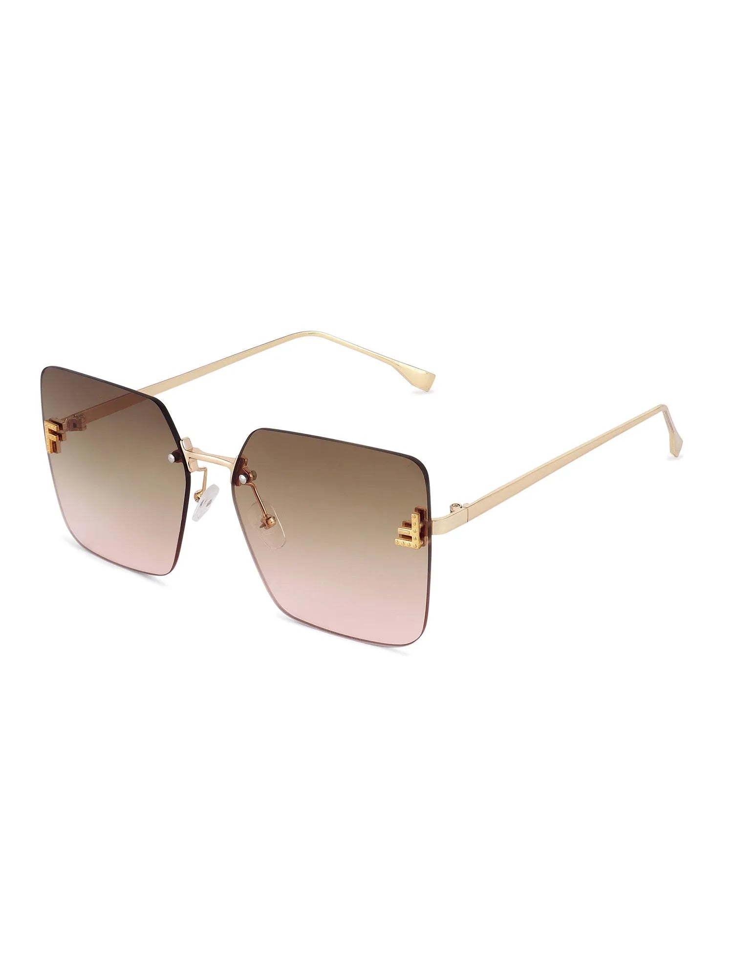 Tesseron | Gradient Yellow Small Rim Less Square Sunglasses for Women [UV-protected]