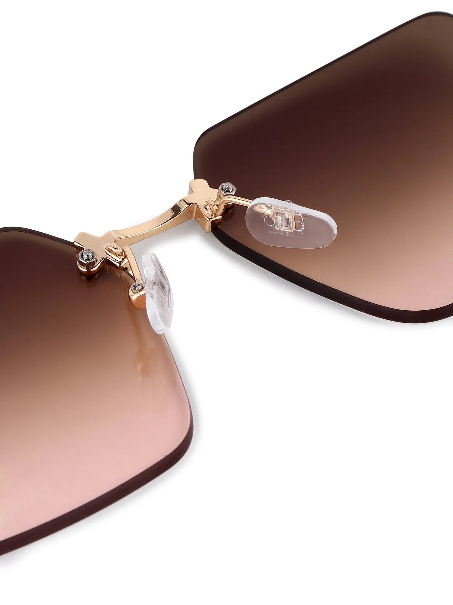 Tesseron | Gradient Yellow Small Rim Less Square Sunglasses for Women [UV-protected]