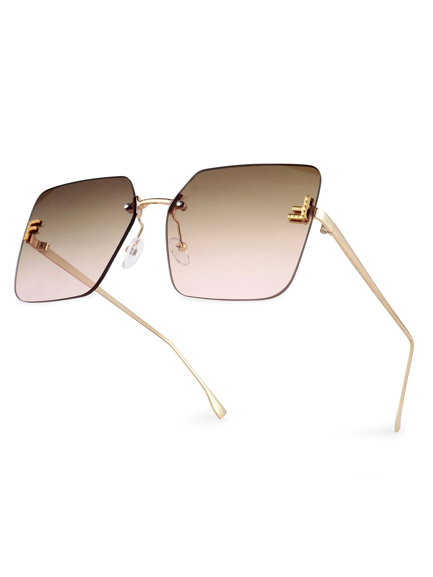 Tesseron | Gradient Yellow Small Rim Less Square Sunglasses for Women [UV-protected]