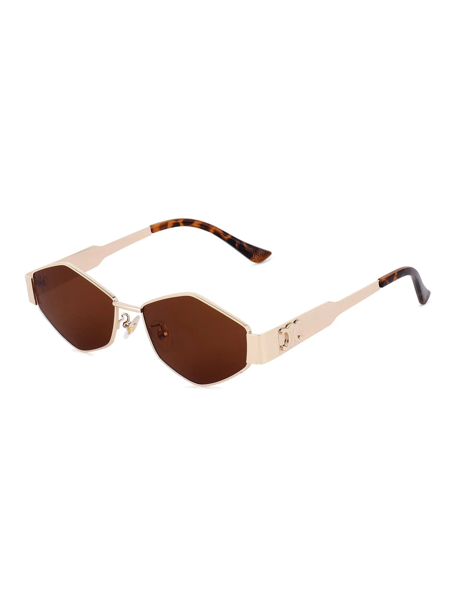 Exarion | Brown Large Full Rim Diamond Sunglasses for Women [UV-protected]