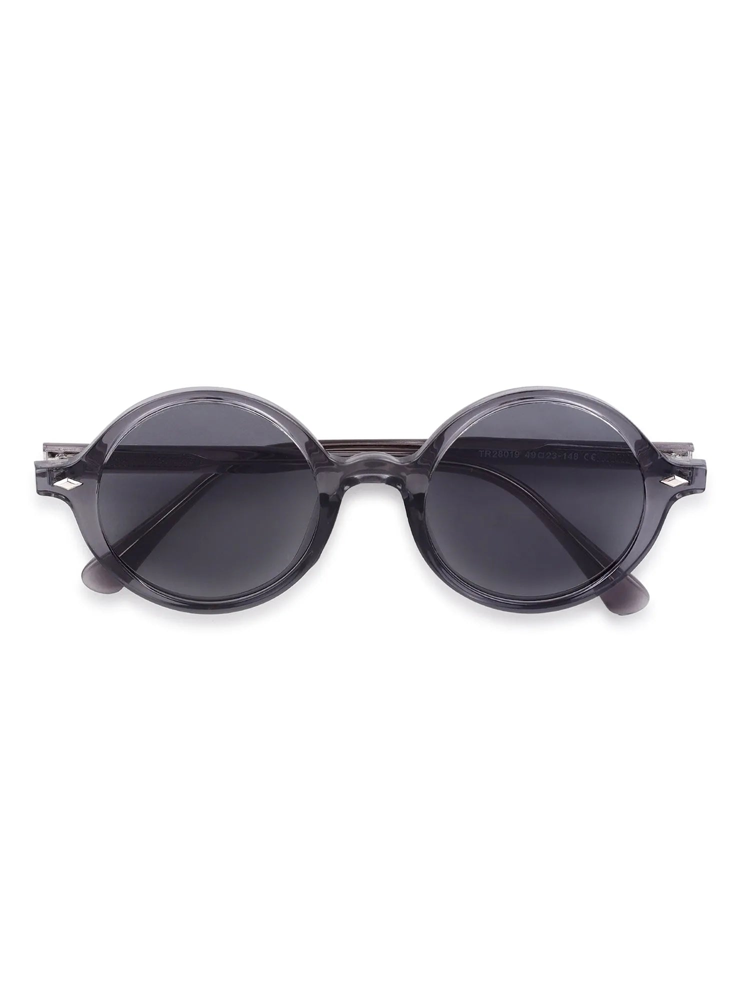Retro | Transparent Grey Medium Full Rim Round Sunglasses for Men & Women [UV-protected]