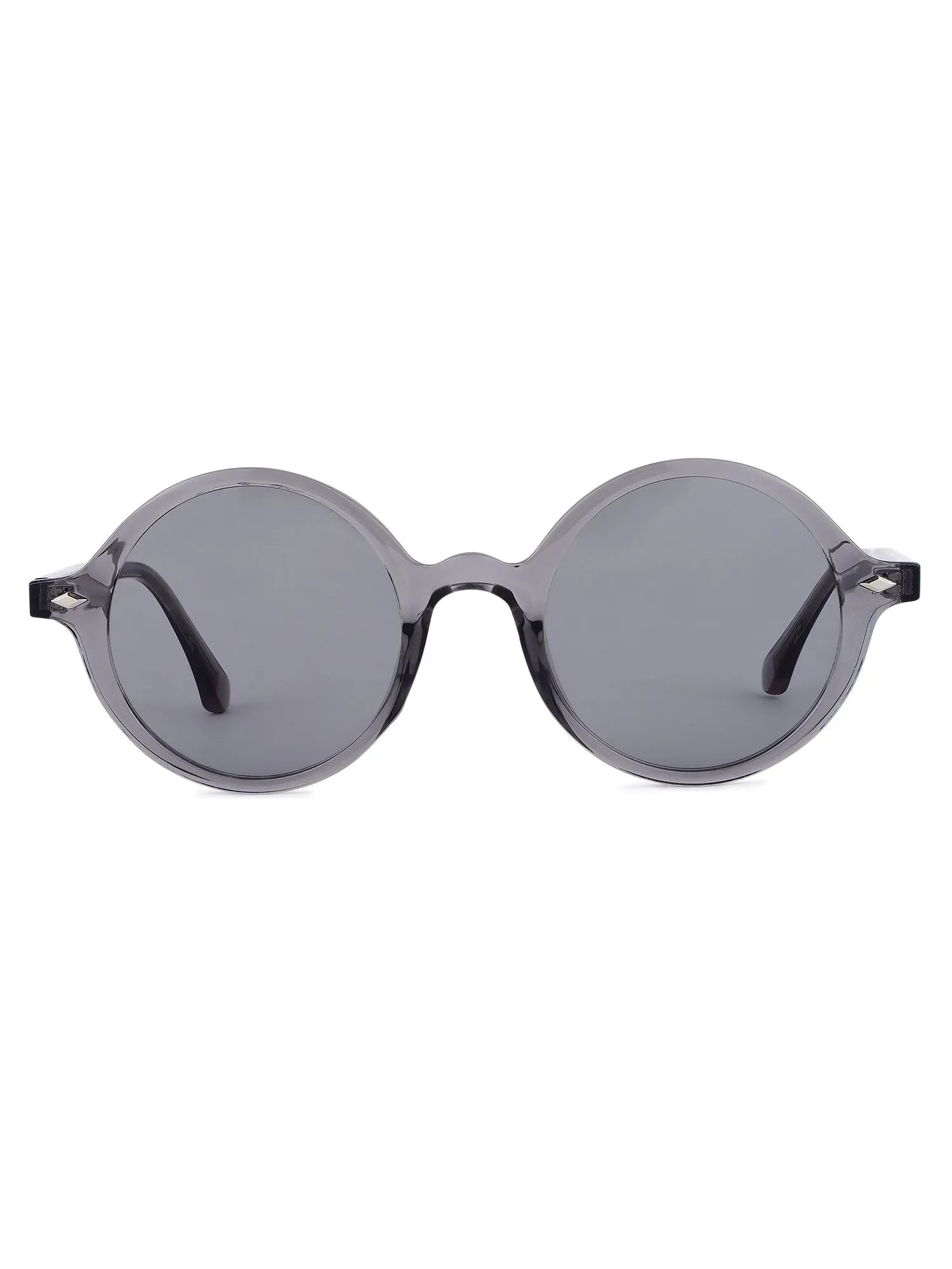 Retro | Transparent Grey Medium Full Rim Round Sunglasses for Men & Women [UV-protected]