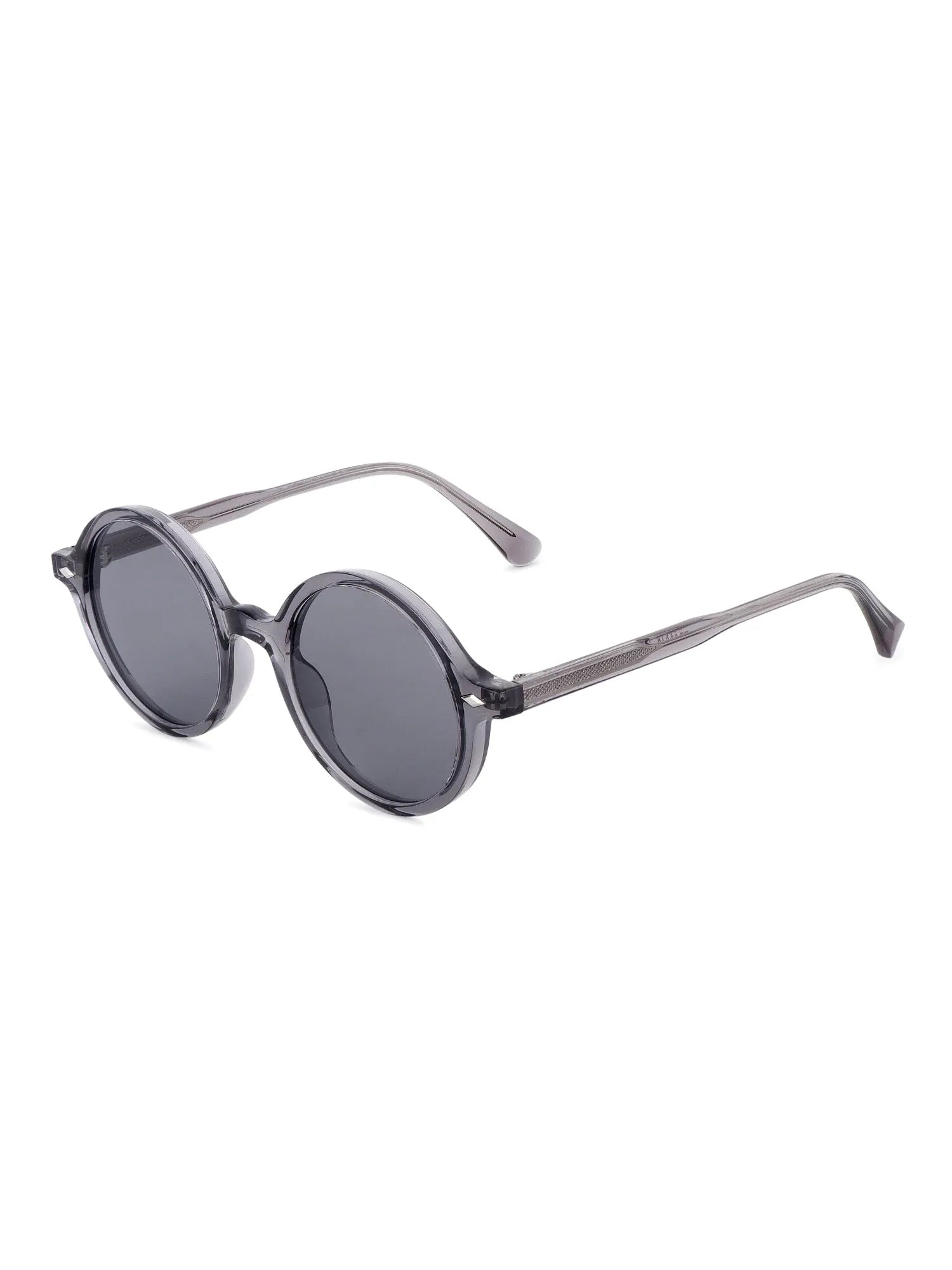 Retro | Transparent Grey Medium Full Rim Round Sunglasses for Men & Women [UV-protected]
