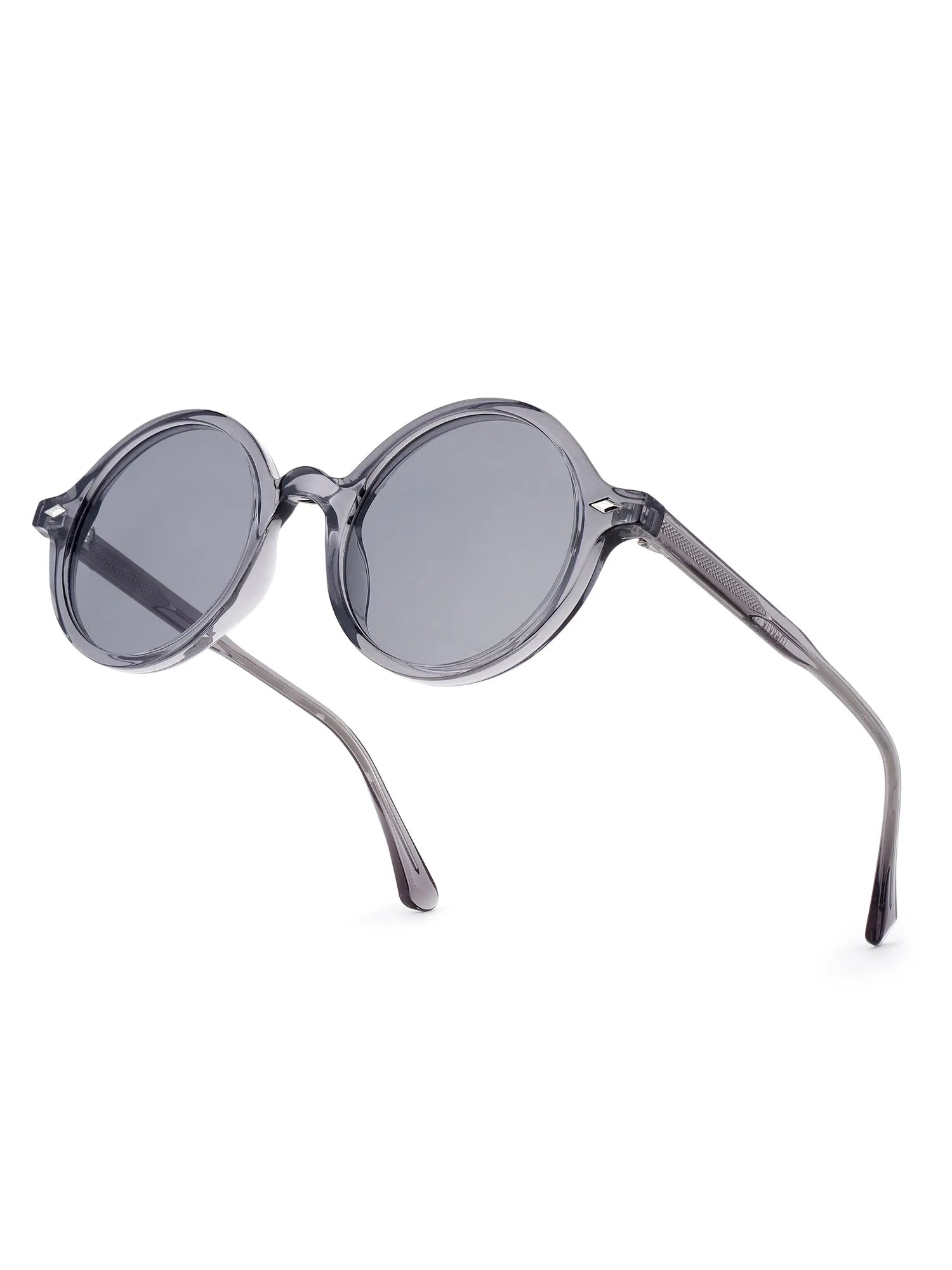 Retro | Transparent Grey Medium Full Rim Round Sunglasses for Men & Women [UV-protected]