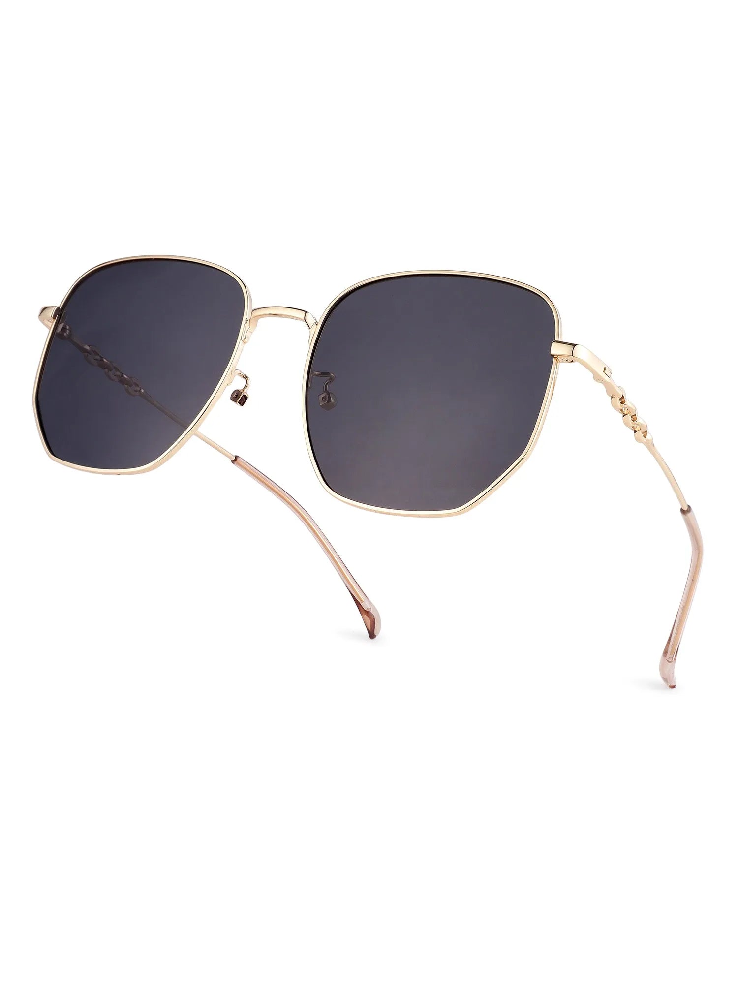 Solarion | Golden Large Full Rim Square Sunglasses for Men & Women [Polarized]