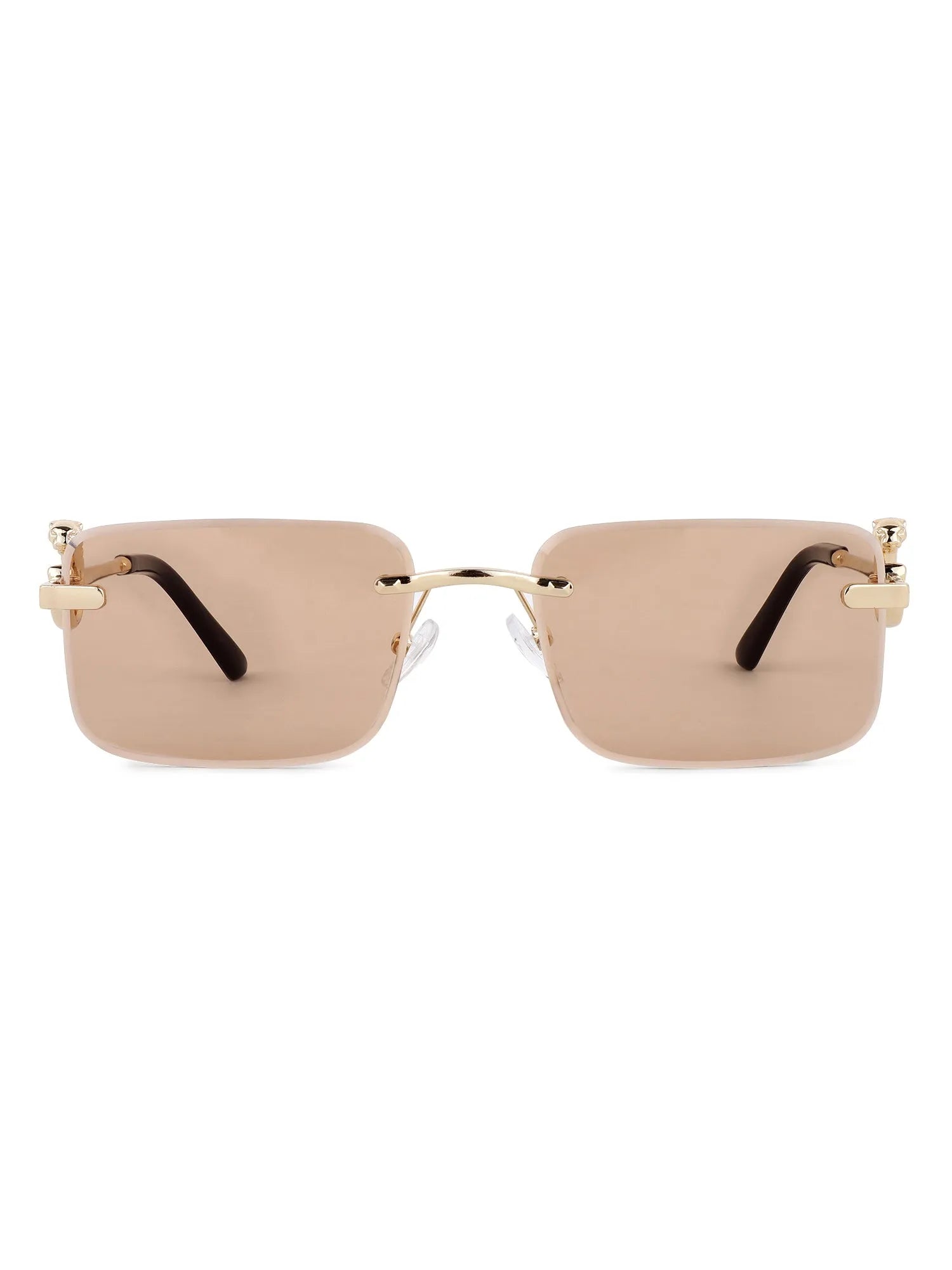 Phantoria | Yellow Small Rim Less Rectangle Sunglasses for Men & Women [UV-protected]